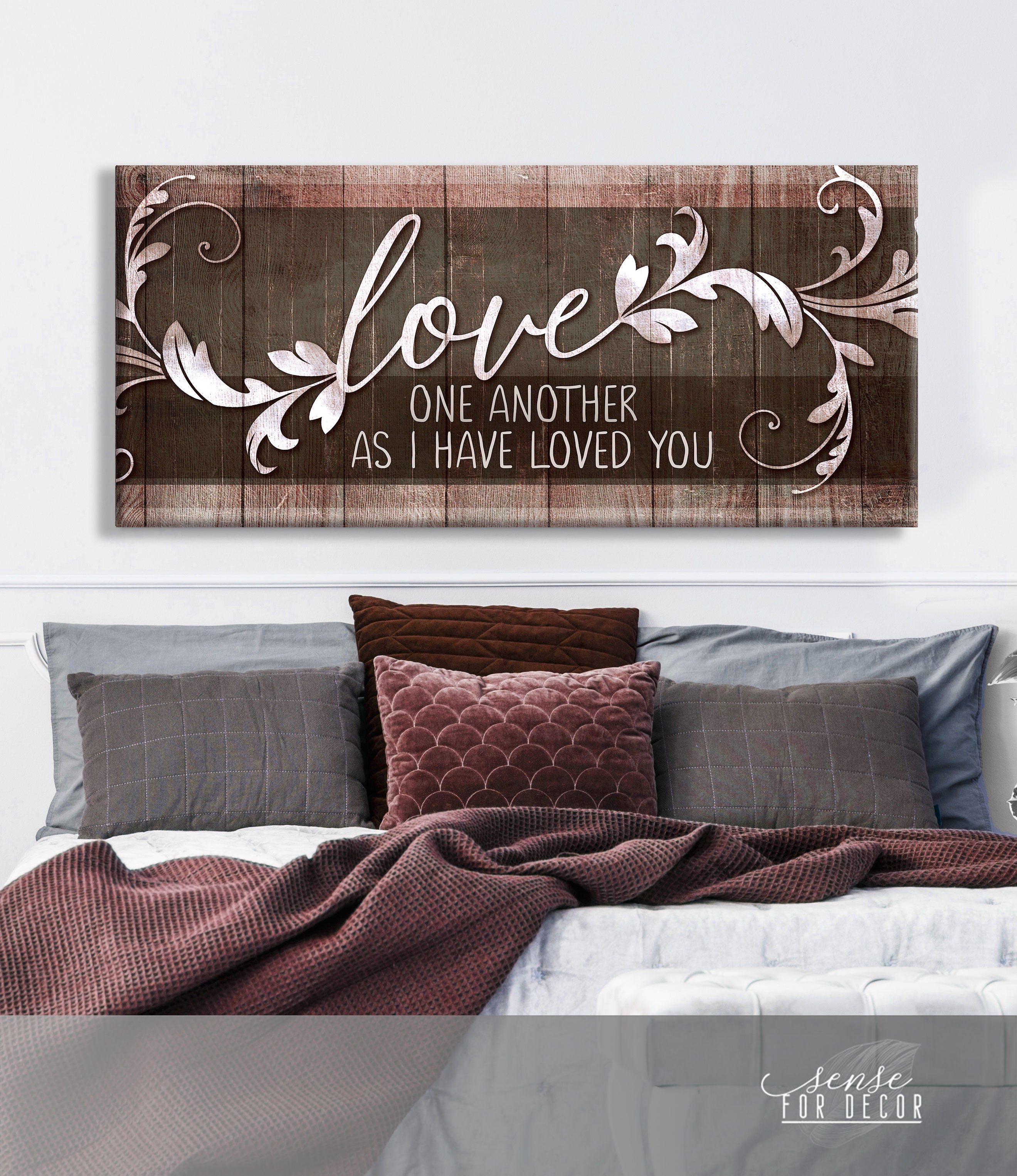 High - Quality Wood - Framed Christian Wall Art: 'Love One Another' Ready to Hang