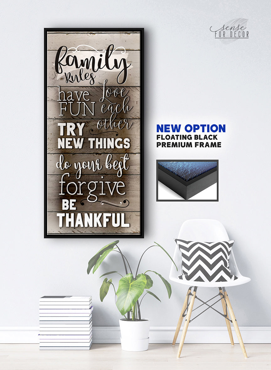 Exclusive Family Wall Art - Family Rules V4 with Wood Frame, Ready to Hang! Buy 2 Save 20%
