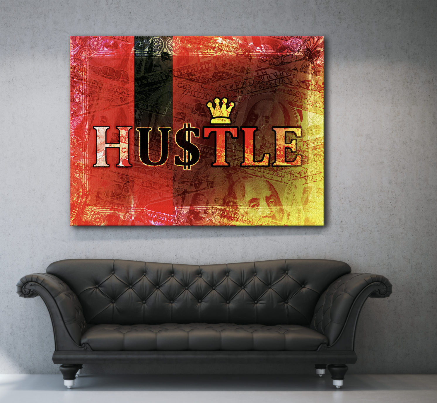 Limited Edition Hustle Benjamin Business Wall Art with Wood Frame - Ready to Hang! Buy 2, Save 20%