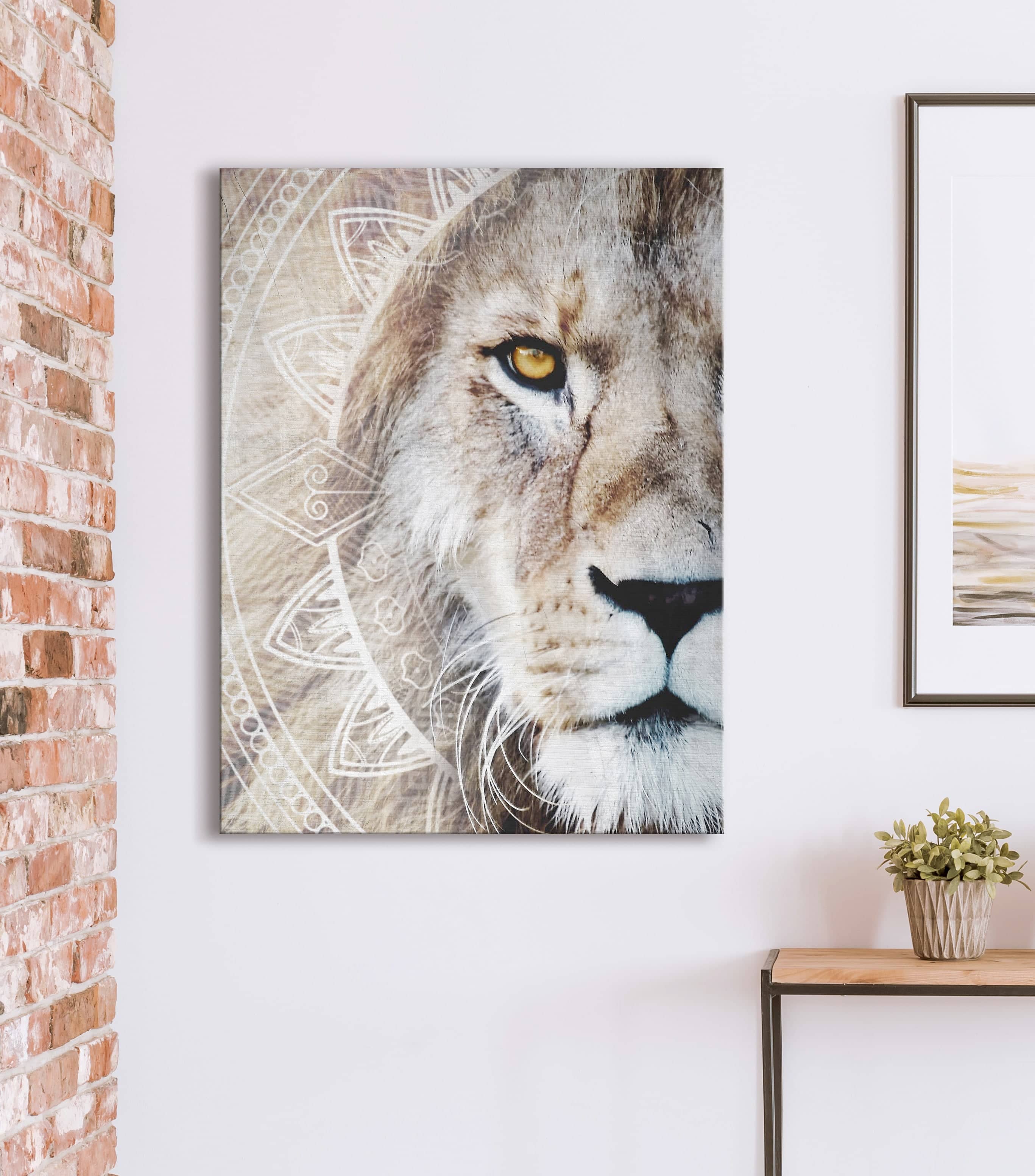 Hot Deal: Ready - To - Hang Lion Face Mandala Animal Wall Art (Wood Frame)