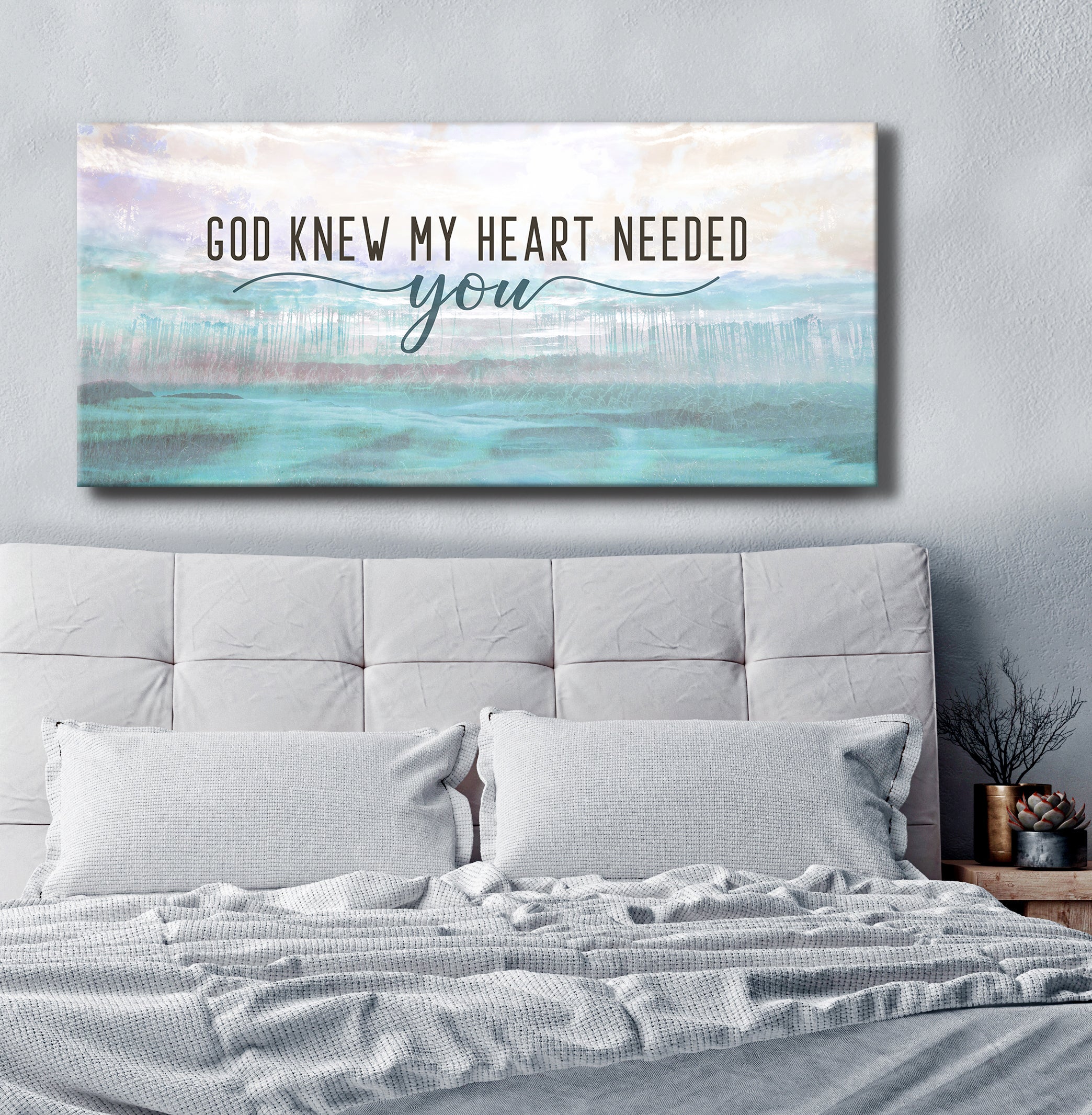 Christian Wall Art: High - Quality Wood - Framed 'God Knew My Heart Needed You' V5, Ready To Hang