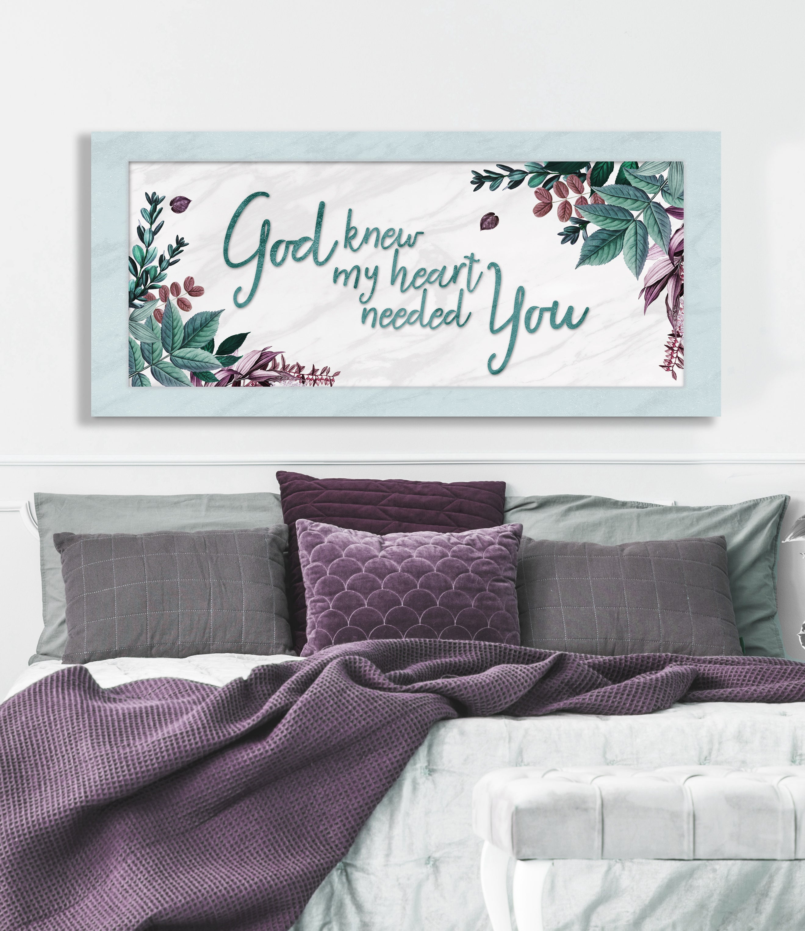 Hot! Christian Wall Art: God Knew My Heart Needed You V7 (Ready-to-Hang Wood Frame)