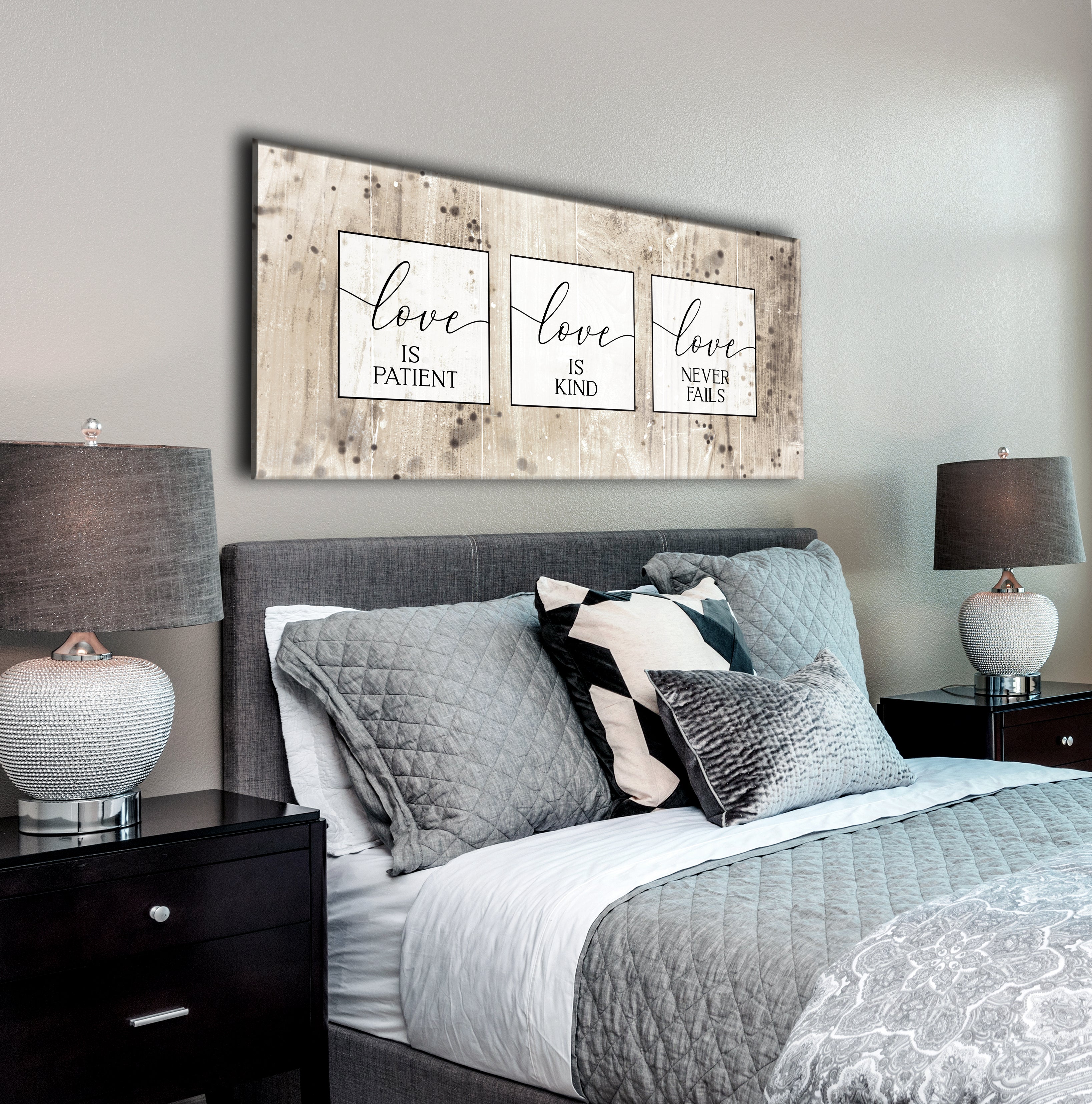 Limited Time Offer! Couples Wall Art - 'Love Is Patient Love Is Kind' with Wood Frame, Ready to Hang