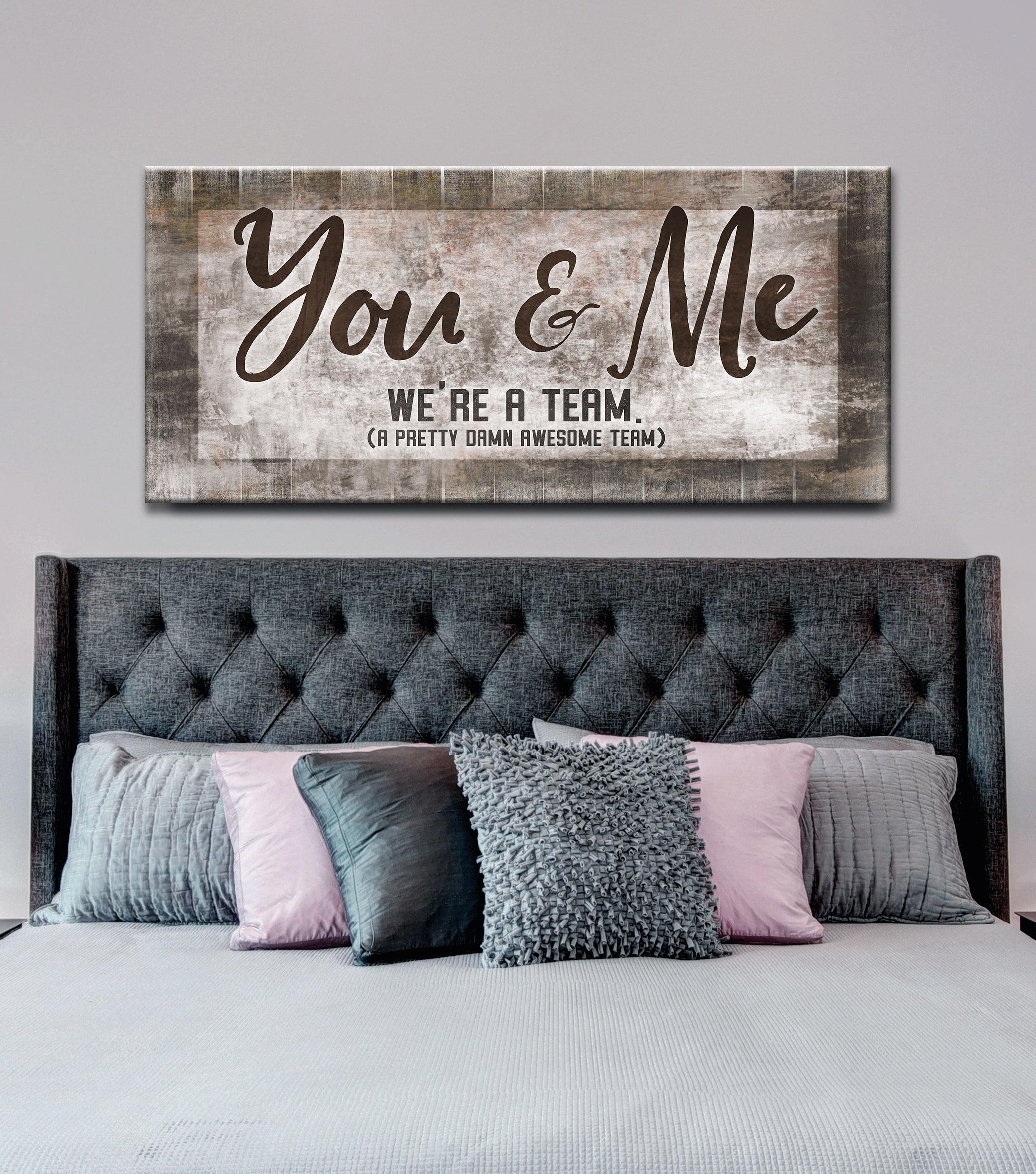 High - Quality Couples Wall Art: 'You & Me, A Perfect Team' with Wood Frame, Ready to Hang