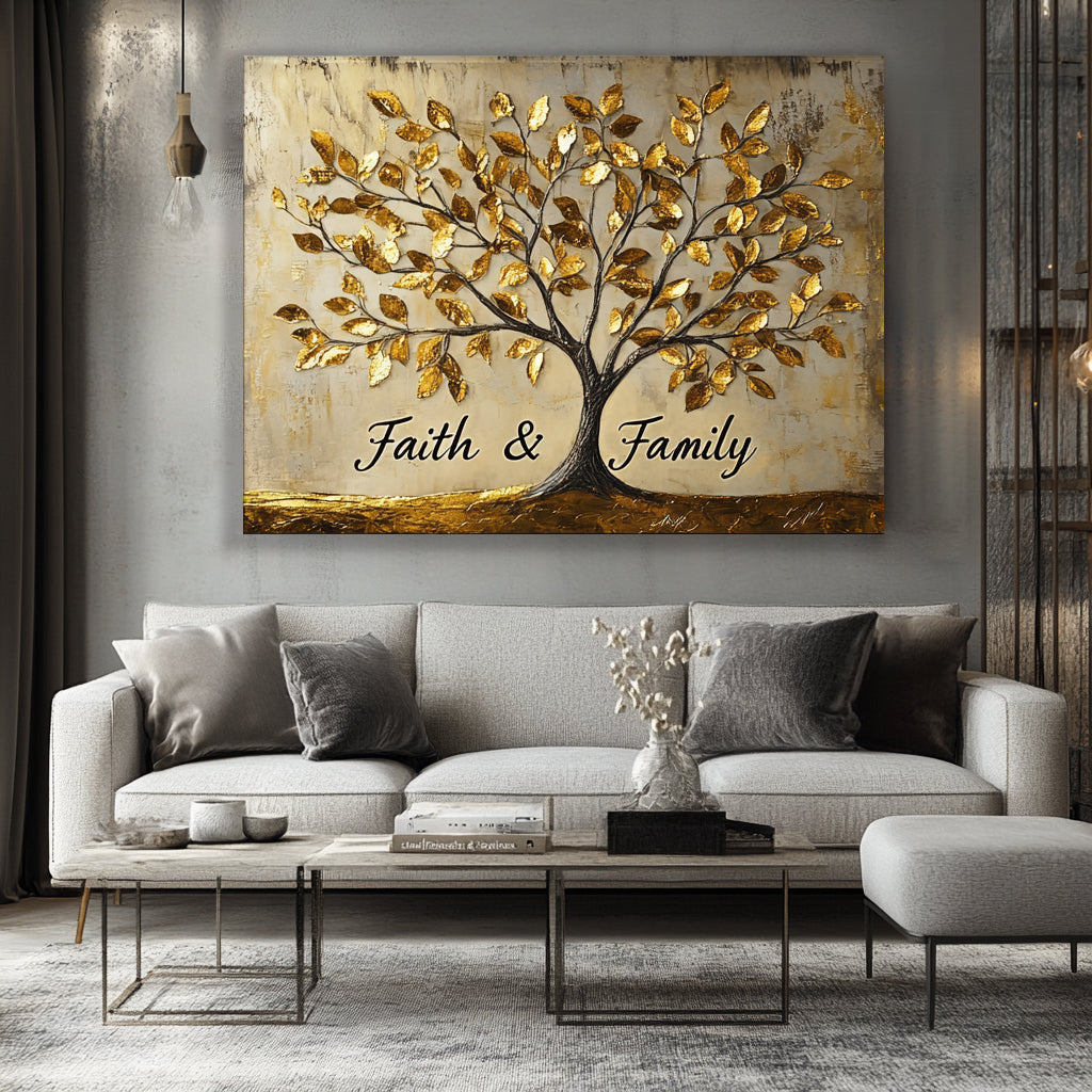 Hot Sale! Golden Tree Faith and Family Home Wall Art for Your Living Space