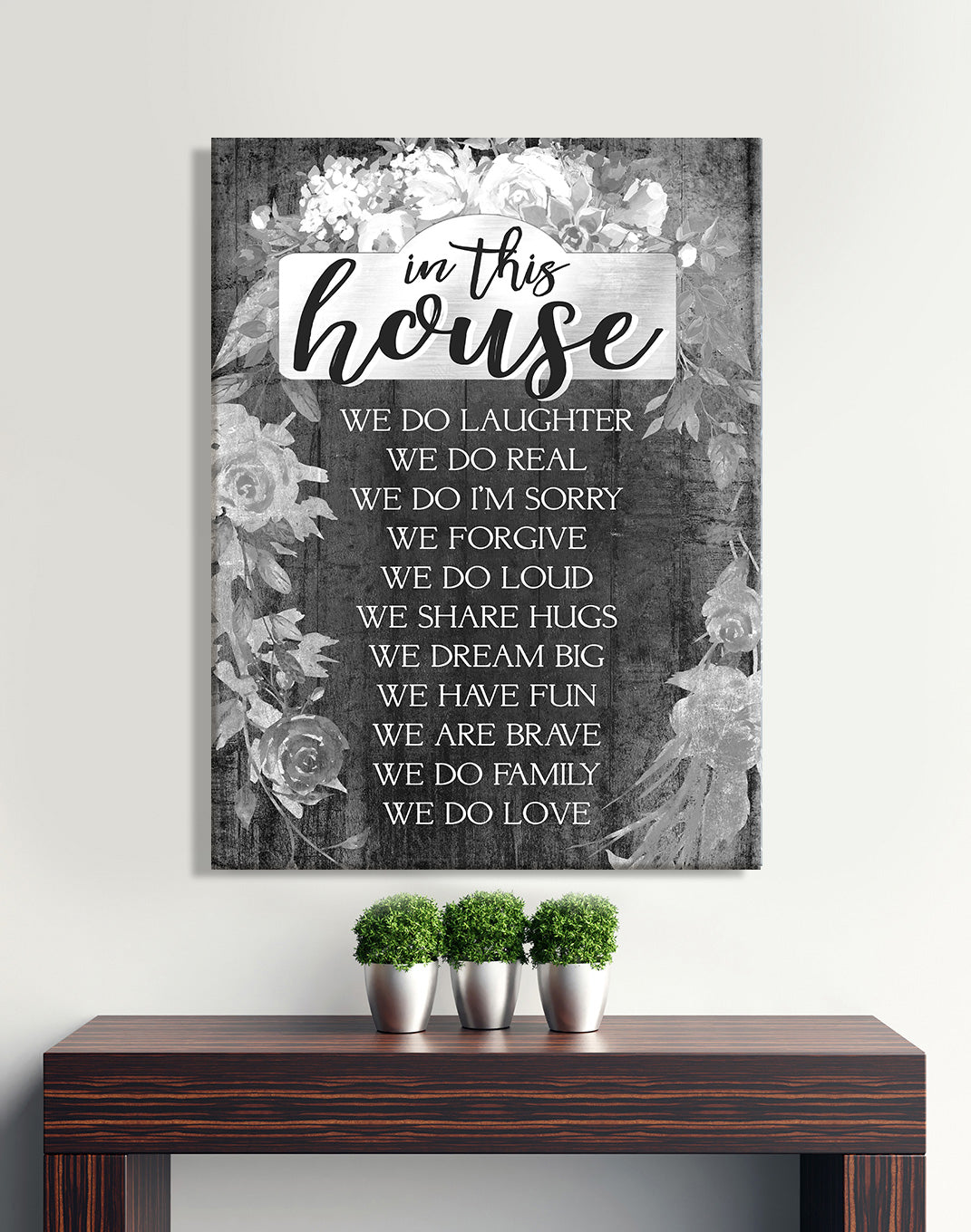 Exclusive! Home Wall Art: In This House V2 - Wood Frame, Ready To Hang