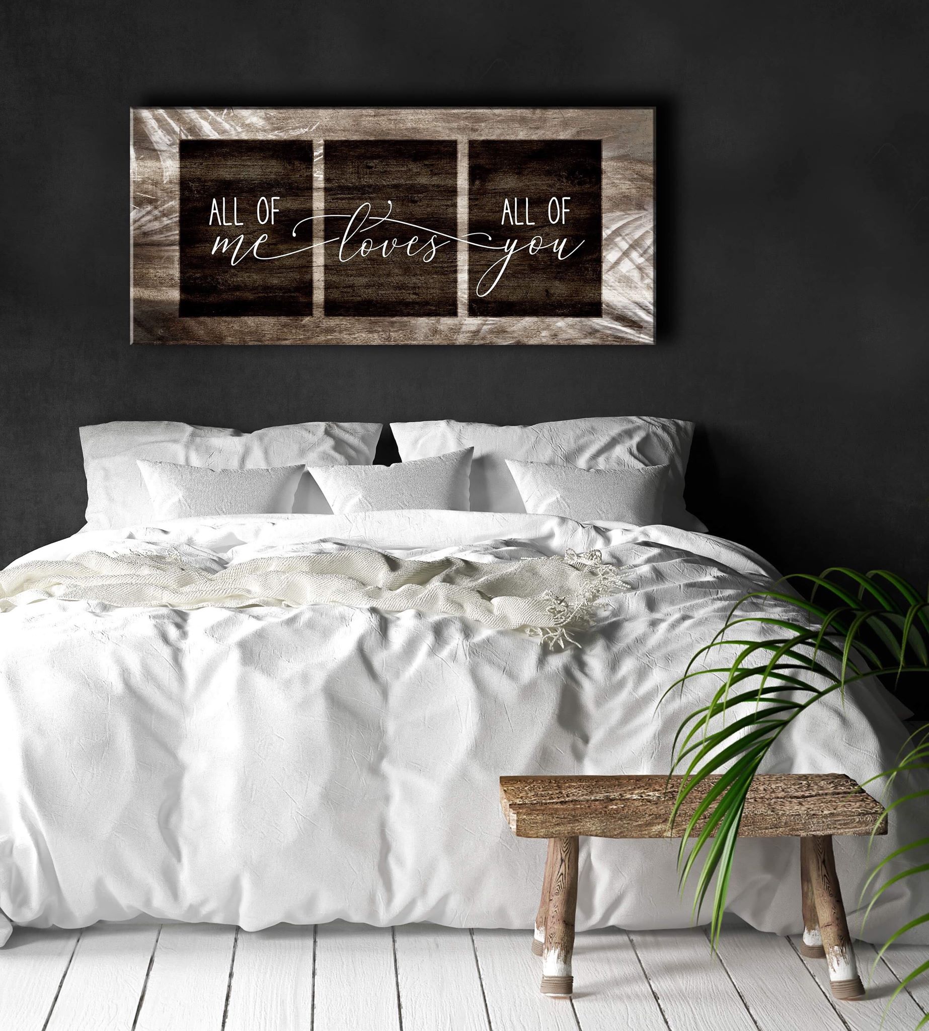 Hot! Couples Wall Art - 'All Of Me Loves All Of You' V4 (Wood Frame, Ready To Hang)