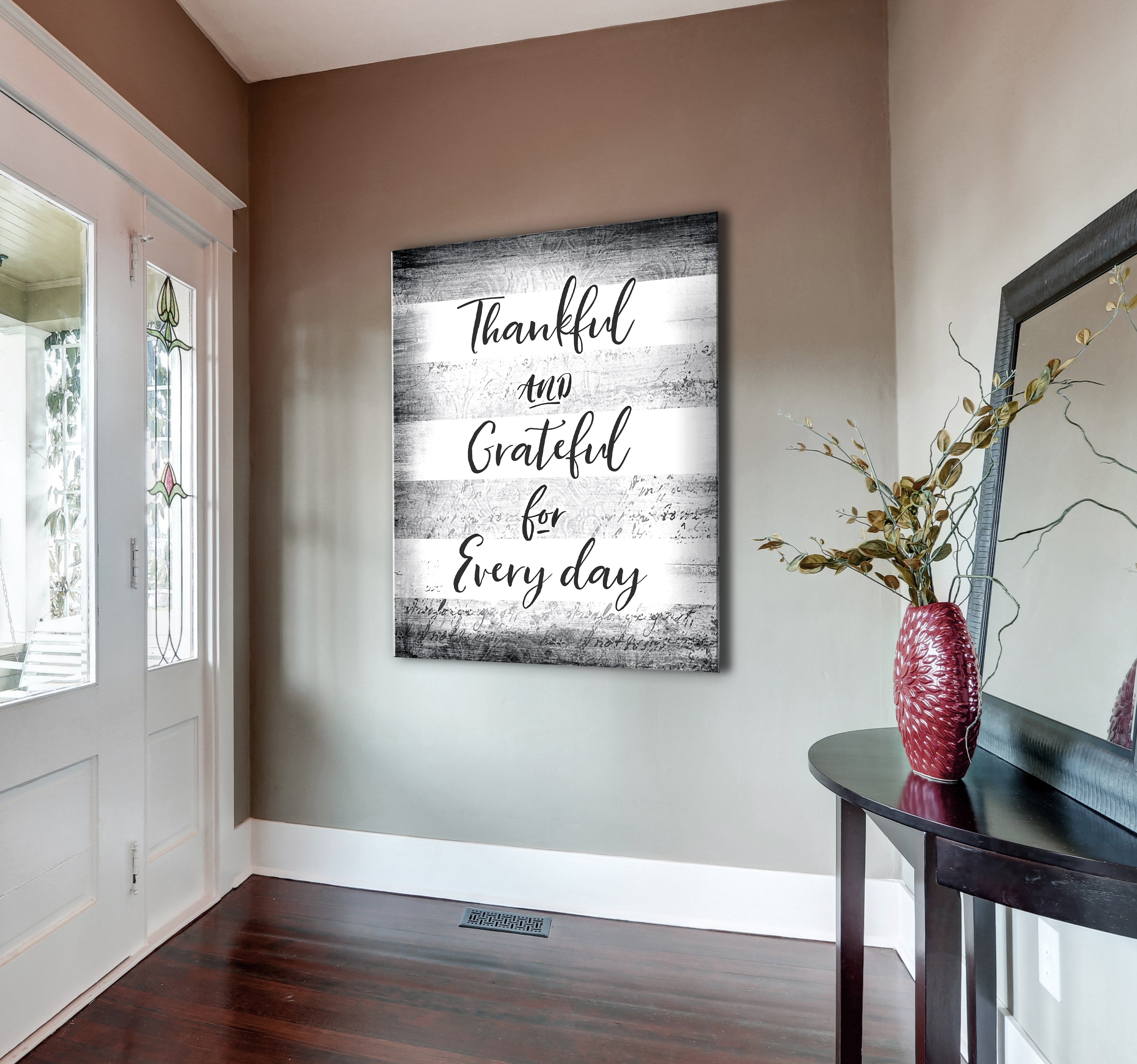 Christian Wall Art: Thankful & Grateful V2 (Wood Frame, Ready To Hang) - Buy 2, Save 20%