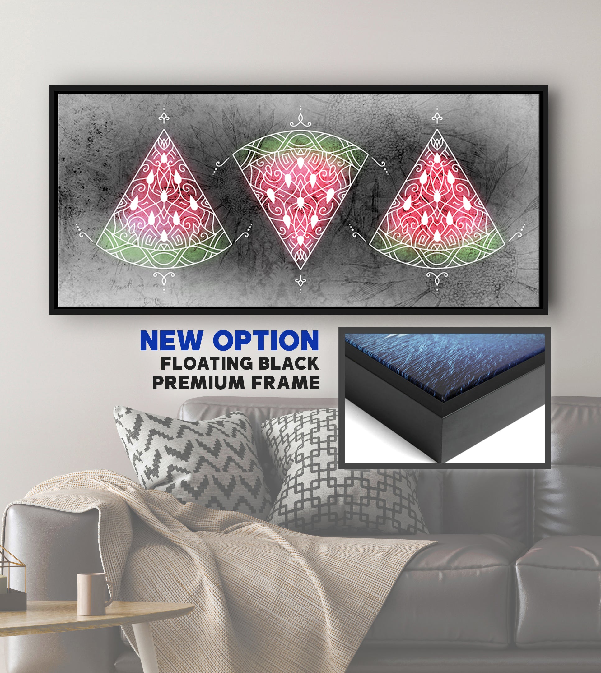 Hot Deal! Boho Watermelon Slices Wall Art with Wood Frame, Ready to Hang for Your Home