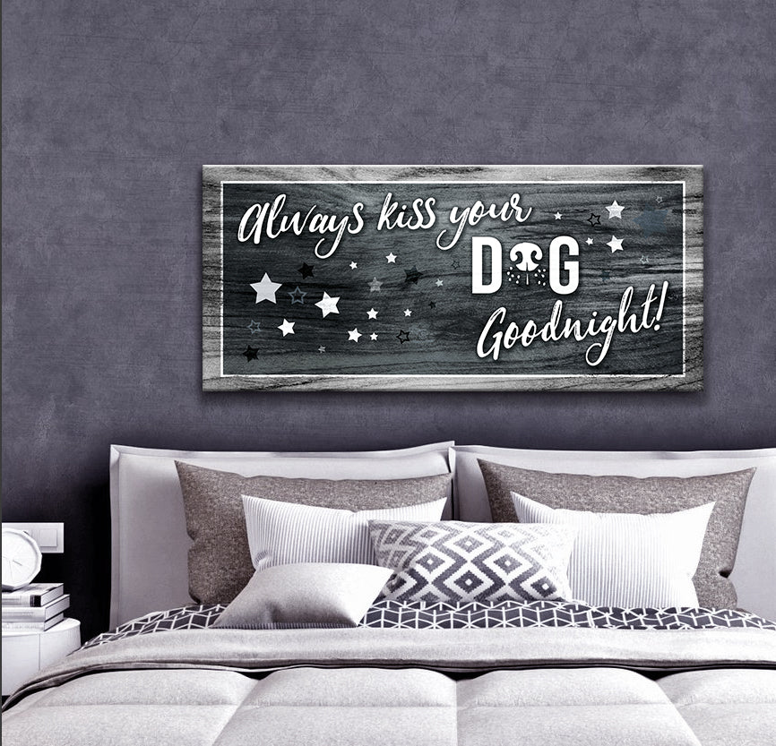 Hot Deal! Pet Wall Art - 'Always Kiss Your Dog Goodnight' with Wood Frame, Ready to Hang