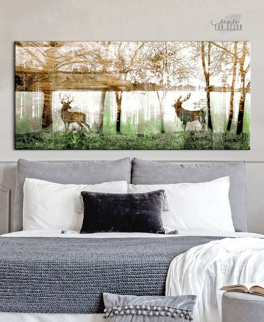 Exclusive: Deer in Forest Nature Wall Art (Wood Frame, Ready to Hang)
