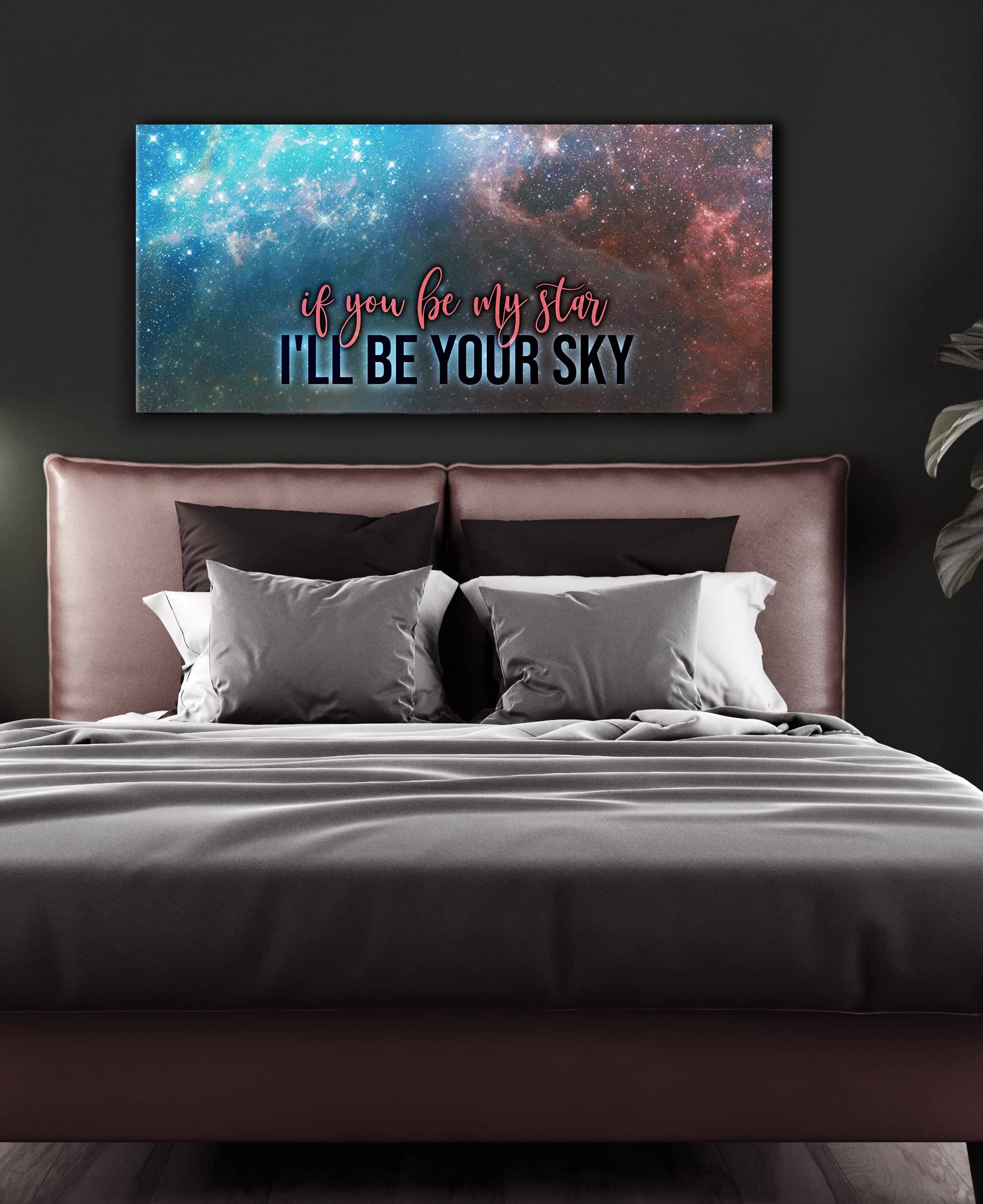 Exclusive Offer! Bedroom Wall Art - 'If You Be My Star, I'll Be Your Sky' (Wood Frame, Ready To Hang)