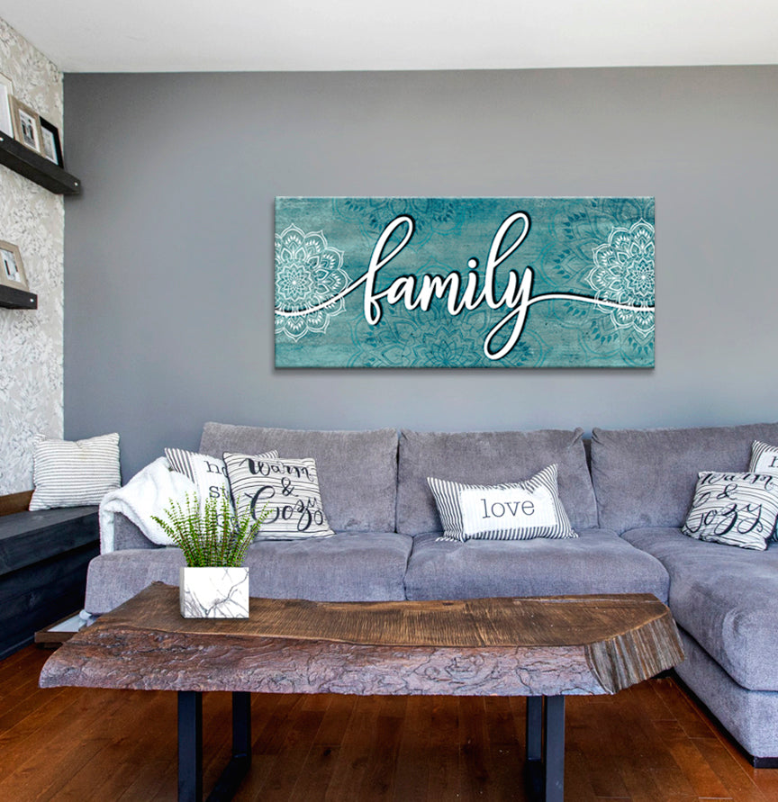 Ready-to-Hang Boho Style Family Word Wall Art with Wood Frame