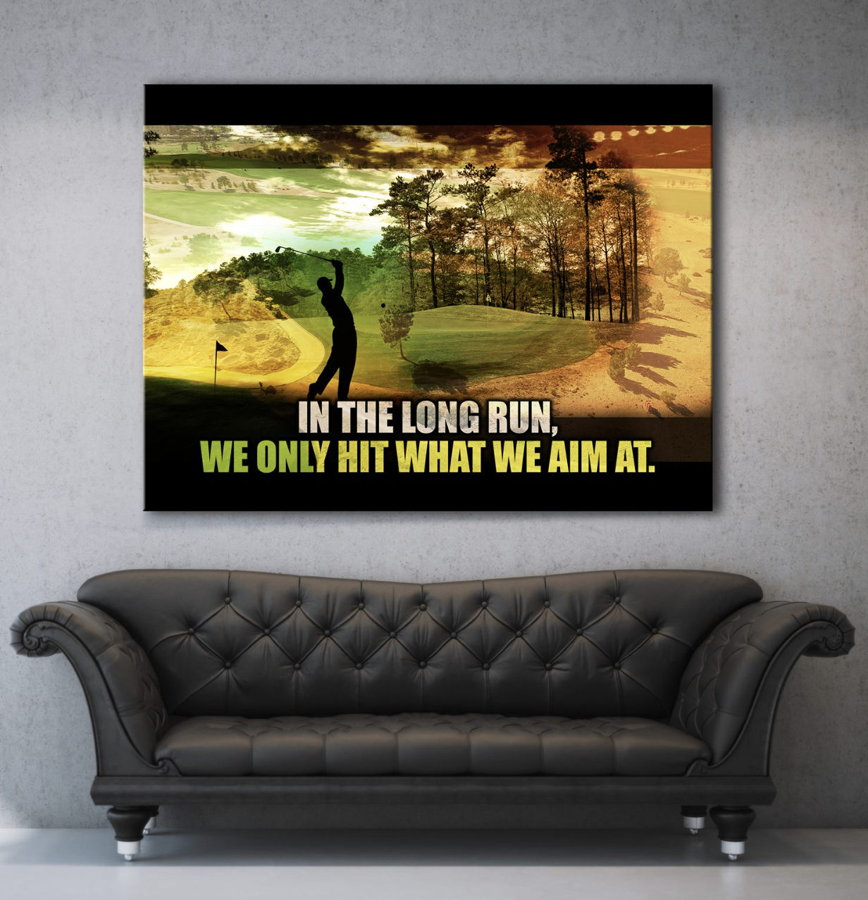 Hot Deal! High - Quality Business Wall Art: Golf - Hit What We Aim At with Wood Frame, Ready to Hang