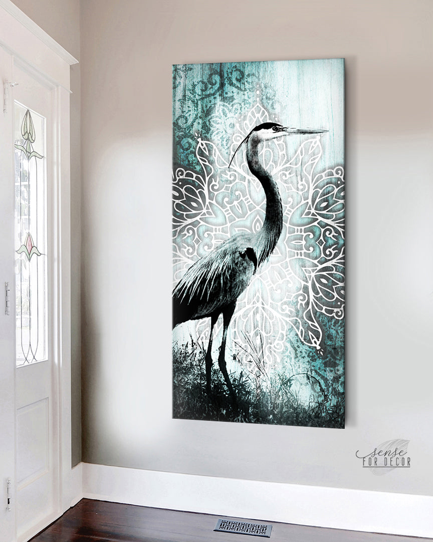 Exclusive Heron Bird Wall Art with Wood Frame, Ready to Hang - Buy 2 Get 20% Off!