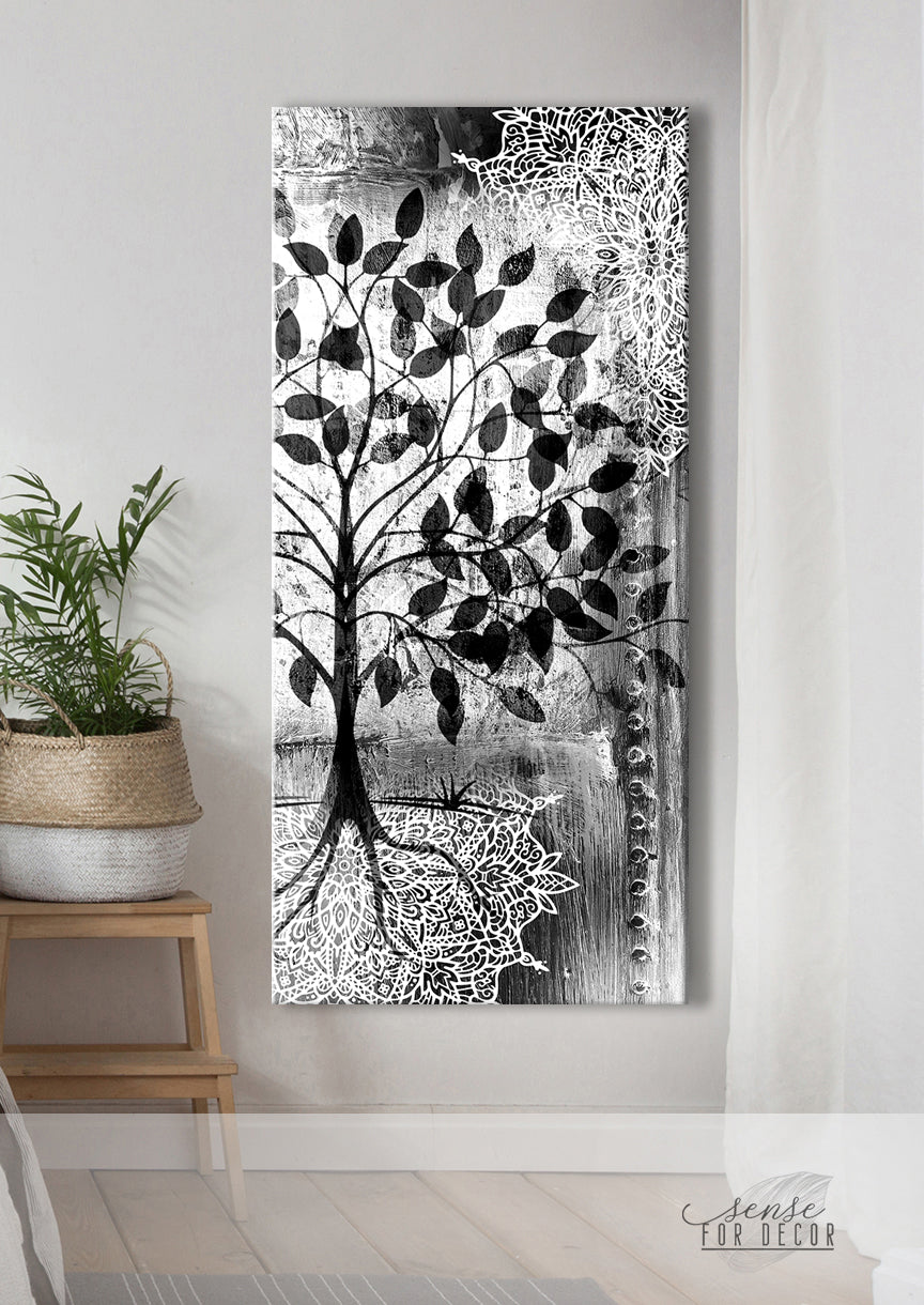 Boho Tree Wall Art V2 with Wood Frame (Ready to Hang) - Great Deal!