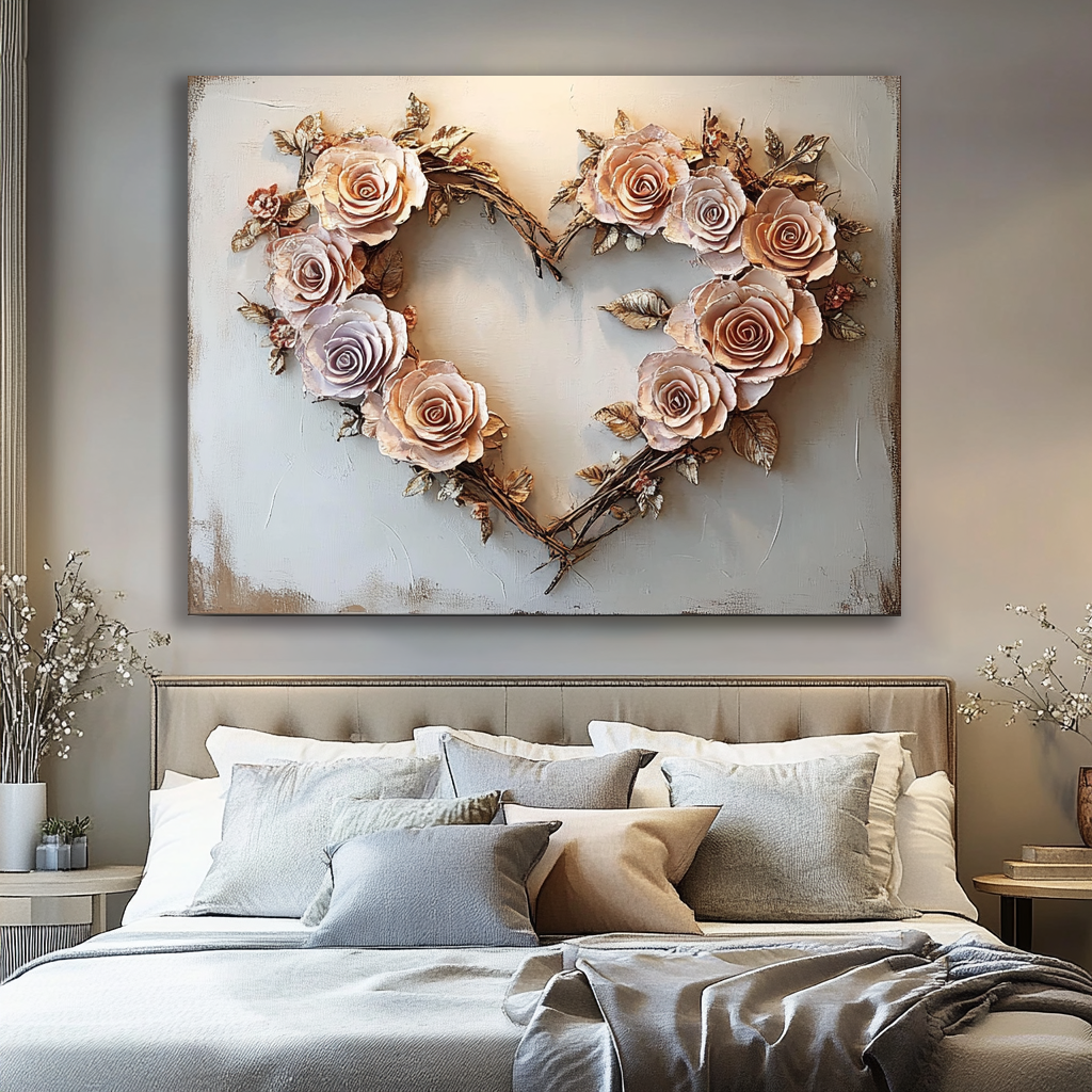 Exclusive Golden Heart Bouquet V9 Wall Art for Your Home - Buy 2, Save 20%