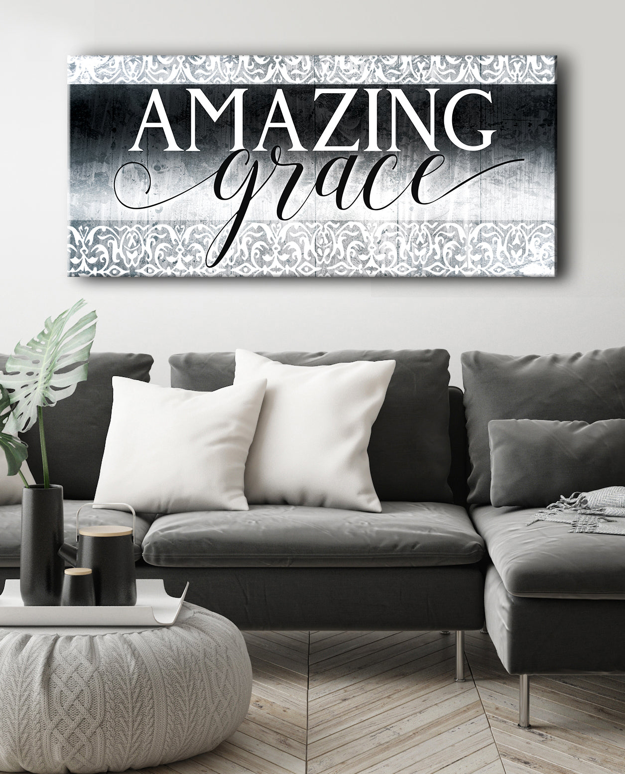 High - quality 'Amazing Grace V5' Christian Wall Art with Wood Frame, Ready to Hang