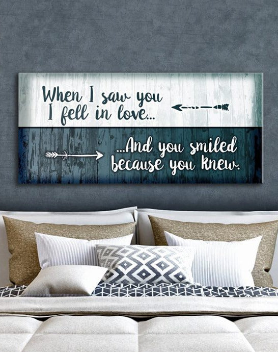 Hot! Couples Wall Art - 'When I Saw You I Fell In Love' (Wood Frame, Ready To Hang)