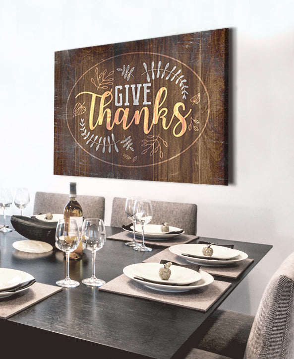 High - Quality Wood - Framed Wall Art: Give Thanks, Ready To Hang