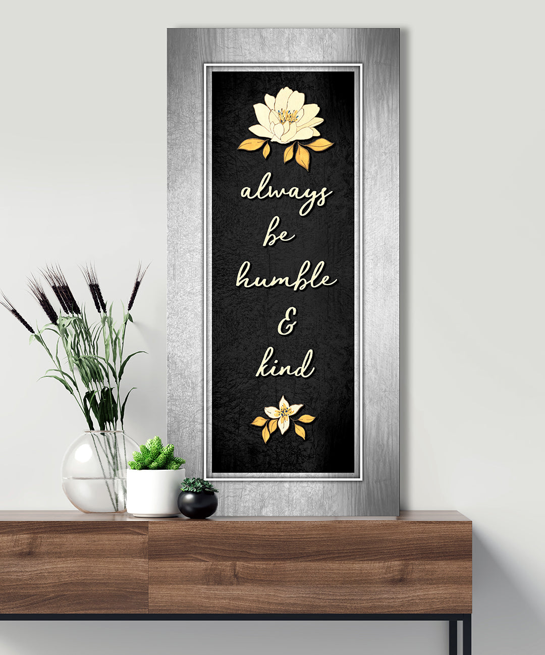 Exclusive Christian Wall Art: 'Always Stay Humble and Kind' V7 - Wood Frame, Ready to Hang!