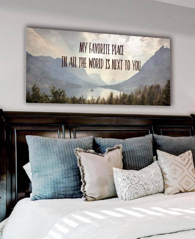 Hot Deal! Ready-to-Hang Bedroom Wall Art - 'Next To You V4' with Wood Frame