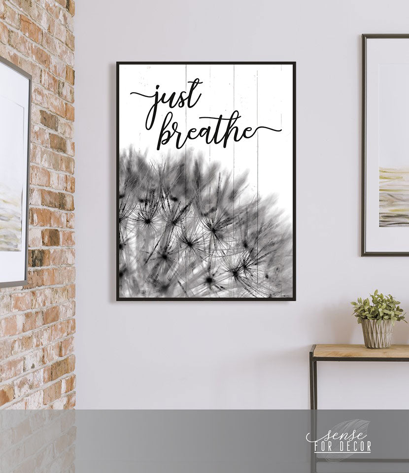 High - Quality Ready - To - Hang 'Just Breathe V11' Home Wall Art with Wood Frame