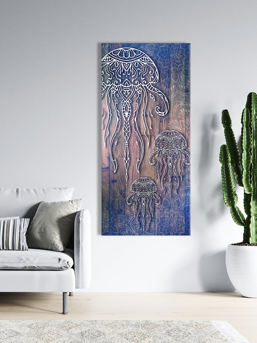 Boho Jellyfish Home Wall Art: Wood Frame, Ready to Hang - Buy 2, Save 20%