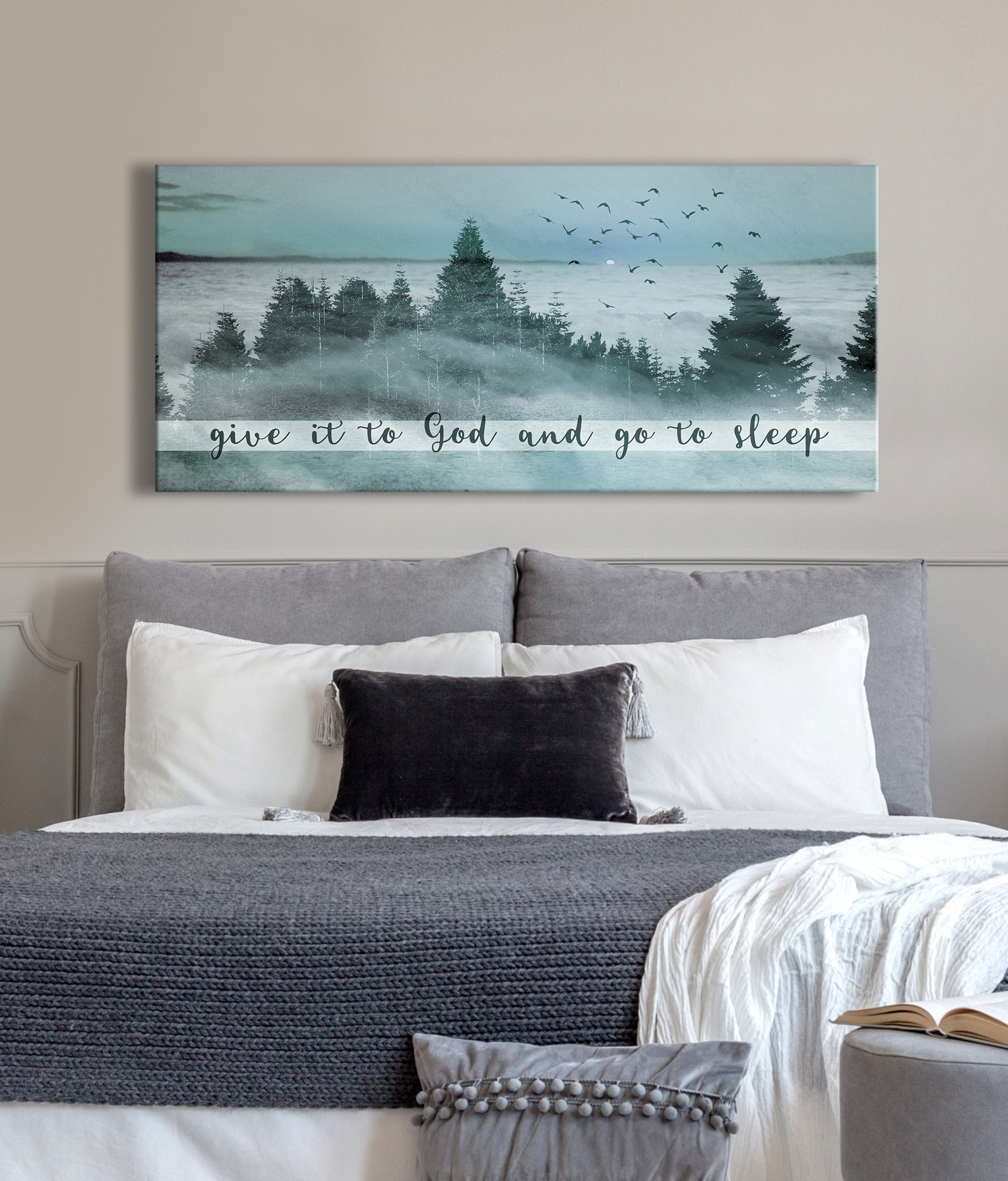 Christian Wall Art: 'Give It To God And Go To Sleep' V7 - Wood Frame, Ready To Hang! Buy 2 Save 20%