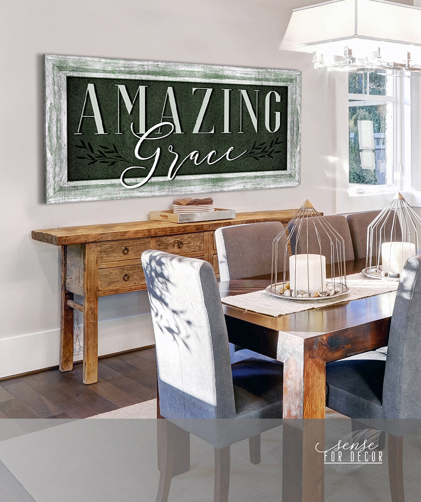 Christian Wall Art: Amazing Grace V12 - Wood Frame, Ready to Hang! Buy 2, Save 20%