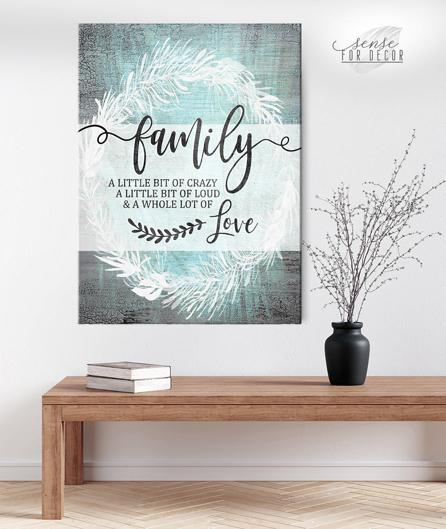 High - quality Wood - framed Family Wall Art: A Bit of Crazy V13, Ready to Hang
