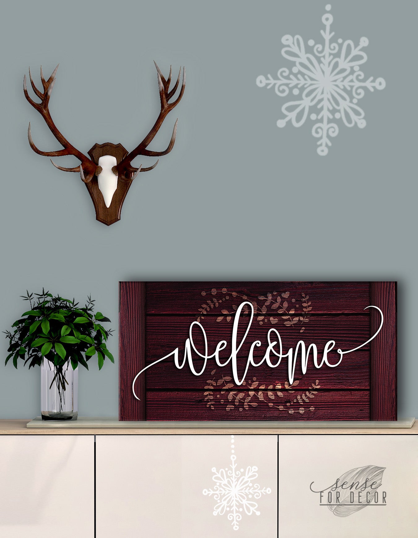 Ready-to-Hang Wood Frame Home Wall Art: Welcome V7