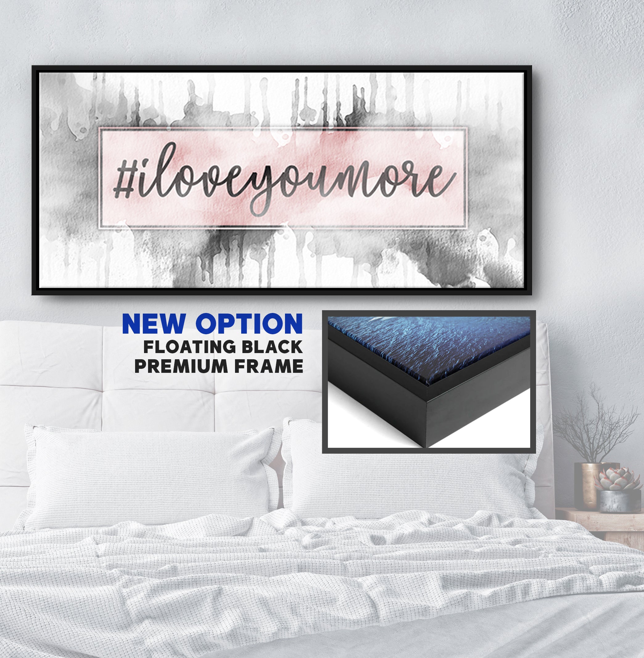 Hot Deal! Couples Wall Art - 'Hashtag I Love You More' in Wood Frame, Ready To Hang
