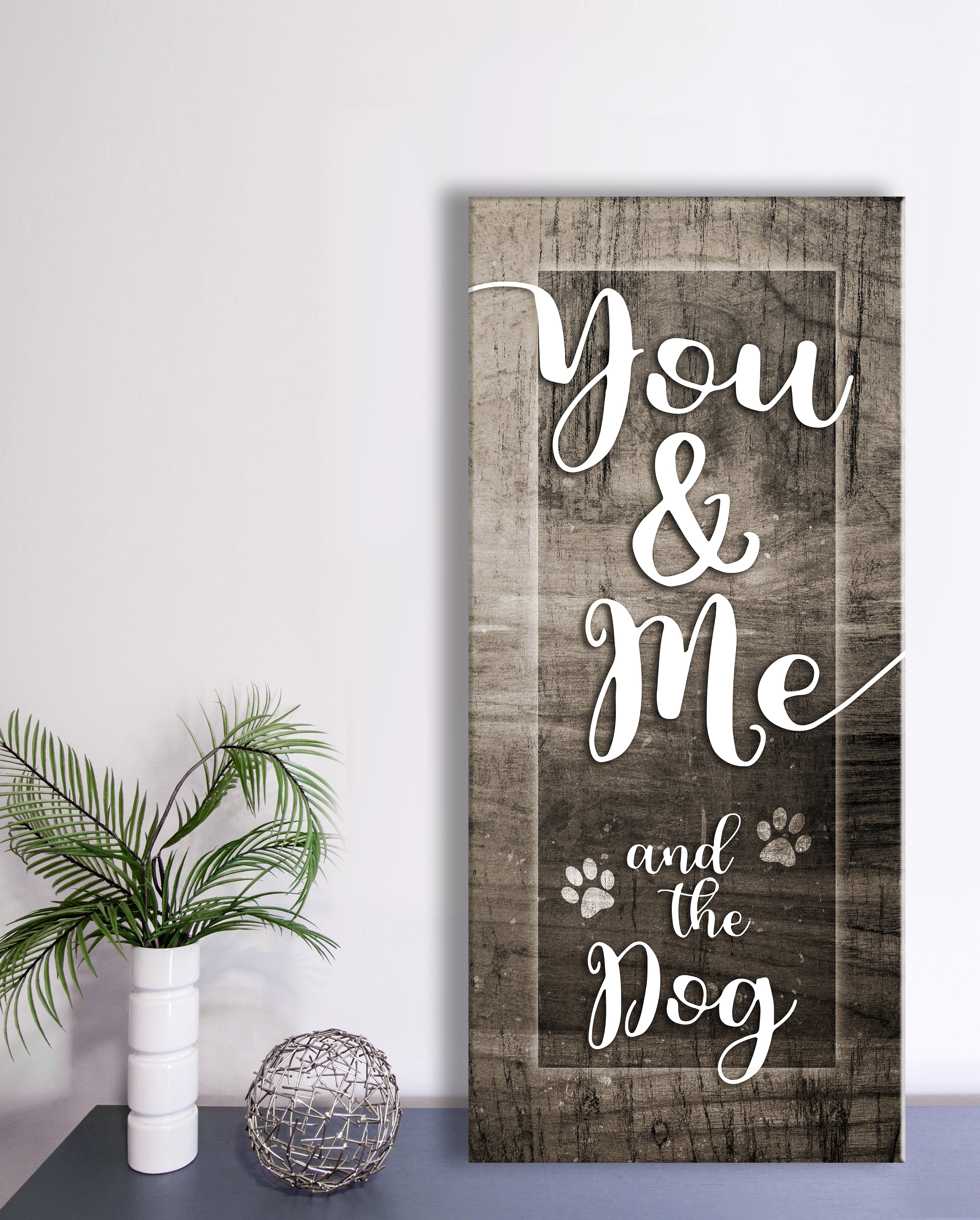 Hot Deal! Pet Wall Art - 'You, Me And The Dog V7' with Wood Frame, Ready To Hang