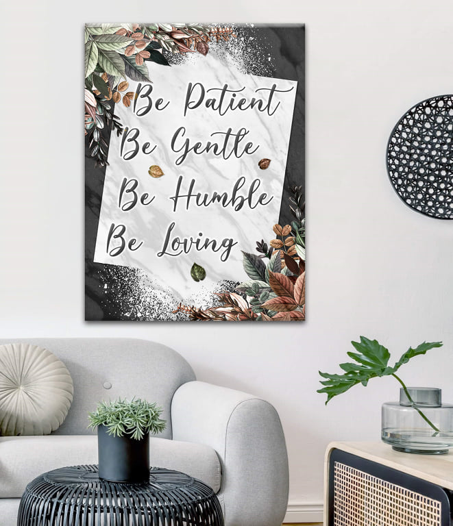 Hot! Ready-to-Hang Wood Frame Wall Art: Be Patient Be Gentle V2