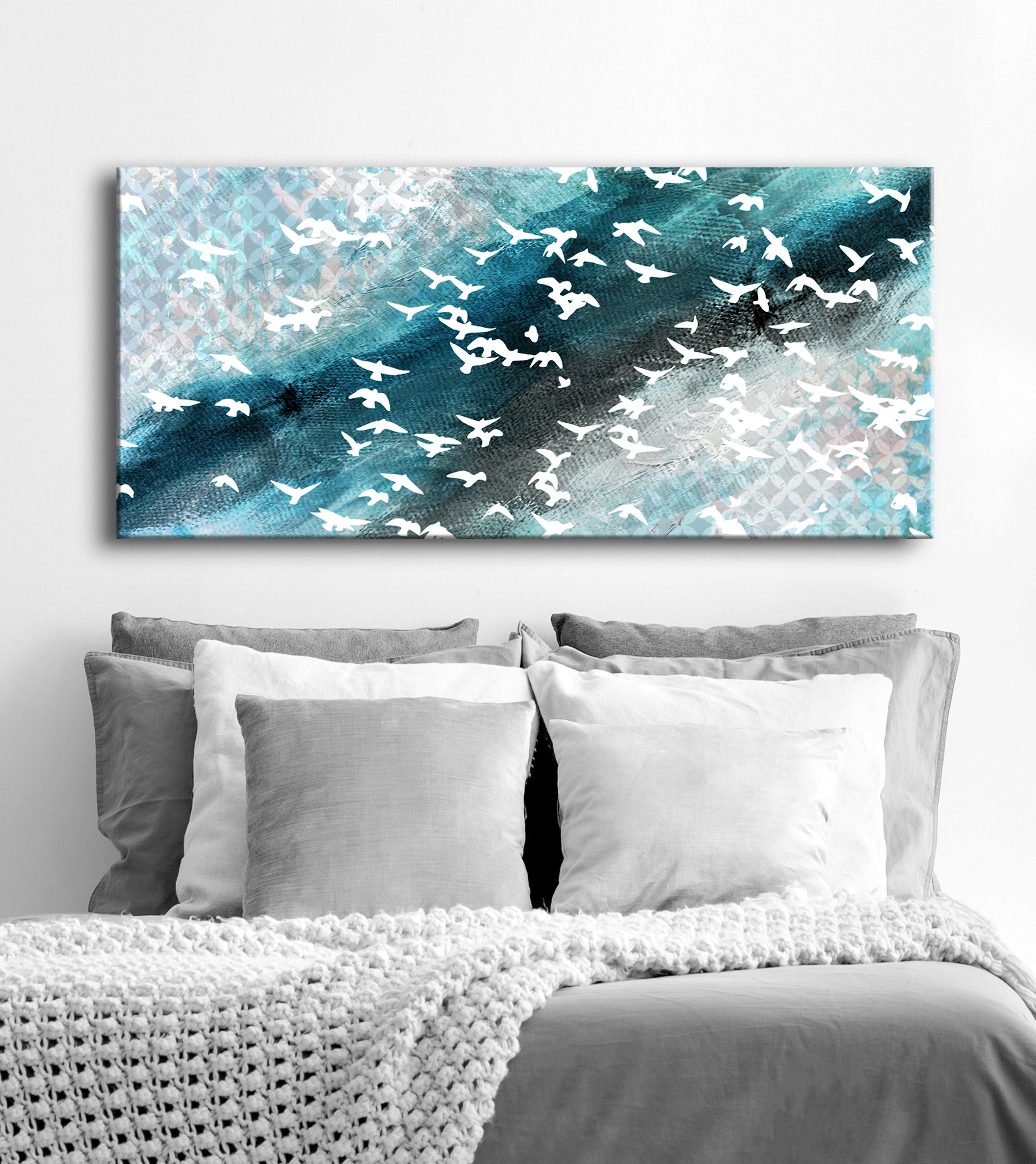 Flying Birds Abstract Wall Art - Wood Frame, Ready to Hang! Buy 2, Save 20%