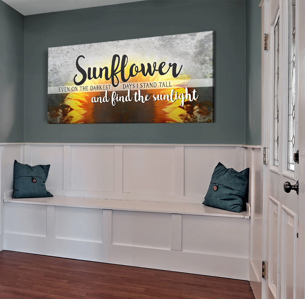 Christian Sunflower Wall Art: Stand Tall on Dark Days - V2, Buy 2 Save 20%