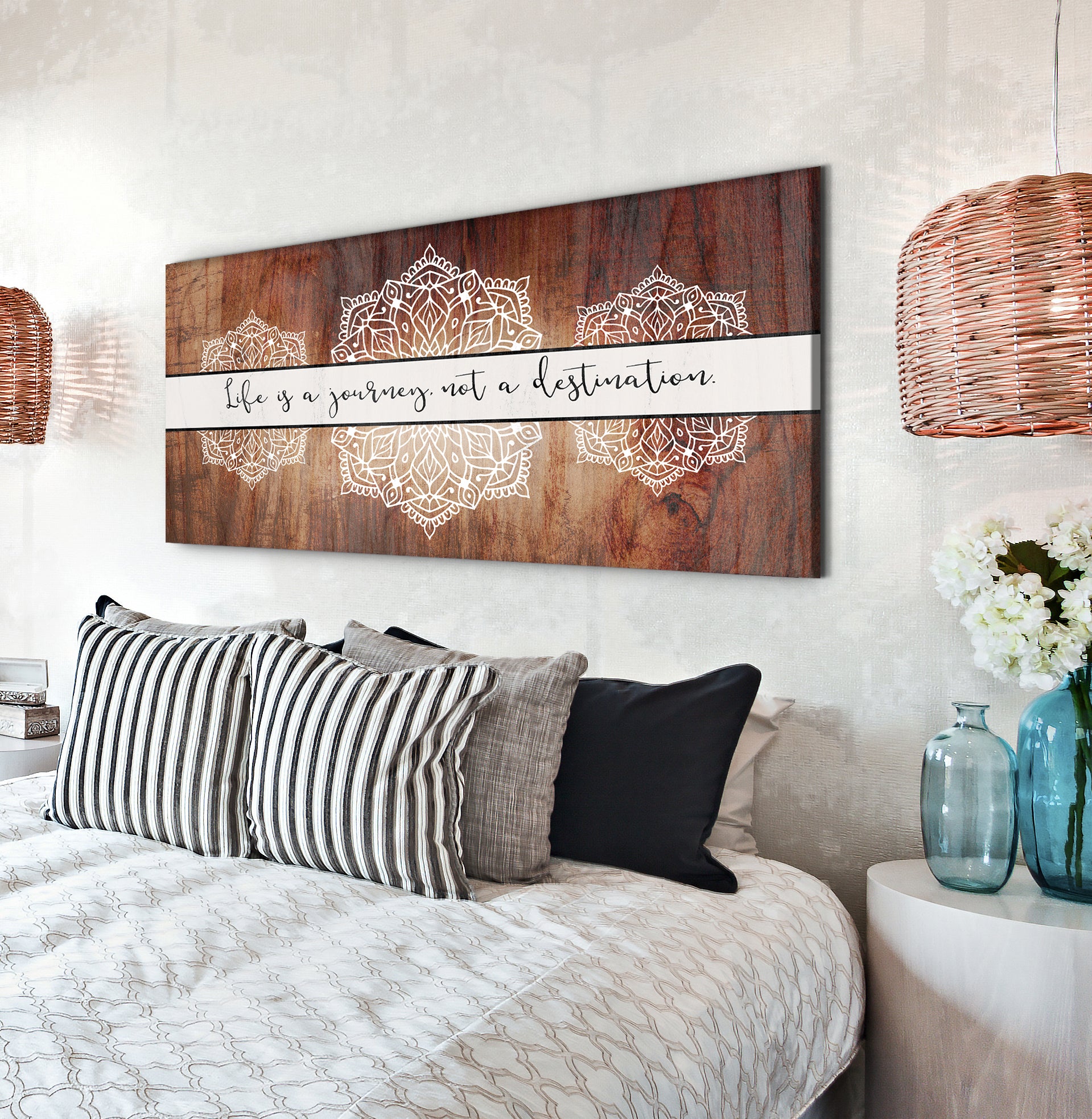 Boho Life is a Journey Wall Art with Wood Frame, Ready to Hang for Your Home
