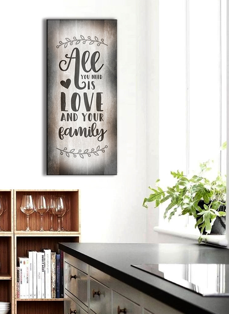 Exclusive Family Wall Art - 'All You Need Is Love And Your Family' with Wood Frame, Ready to Hang! Buy 2 Save 20%