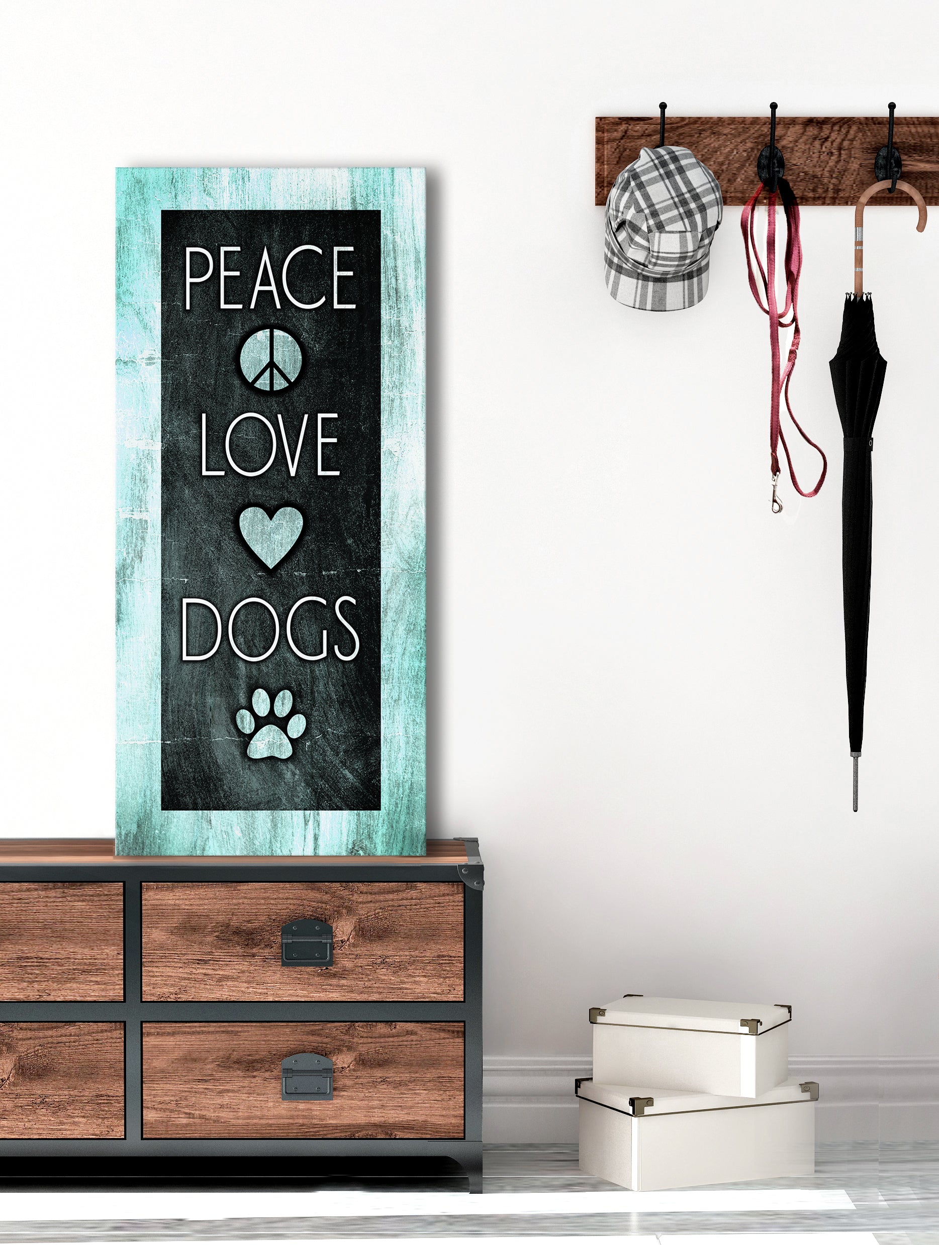 Limited-Time Offer! Peace Love Dogs Pet Wall Art with Wood Frame, Ready to Hang