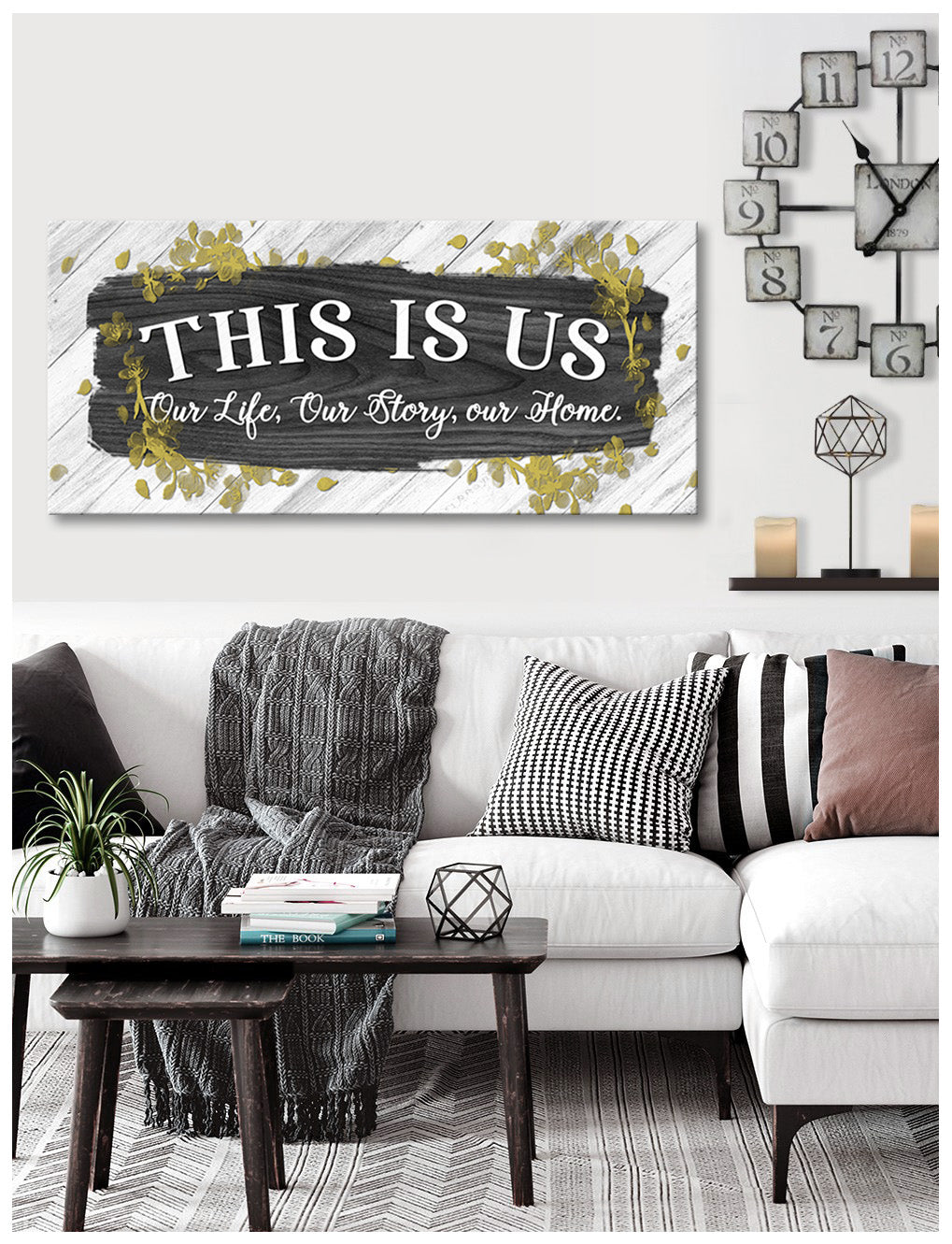 Hot! Couples Wall Art 'This is Us' (Wood Frame, Ready To Hang) V3