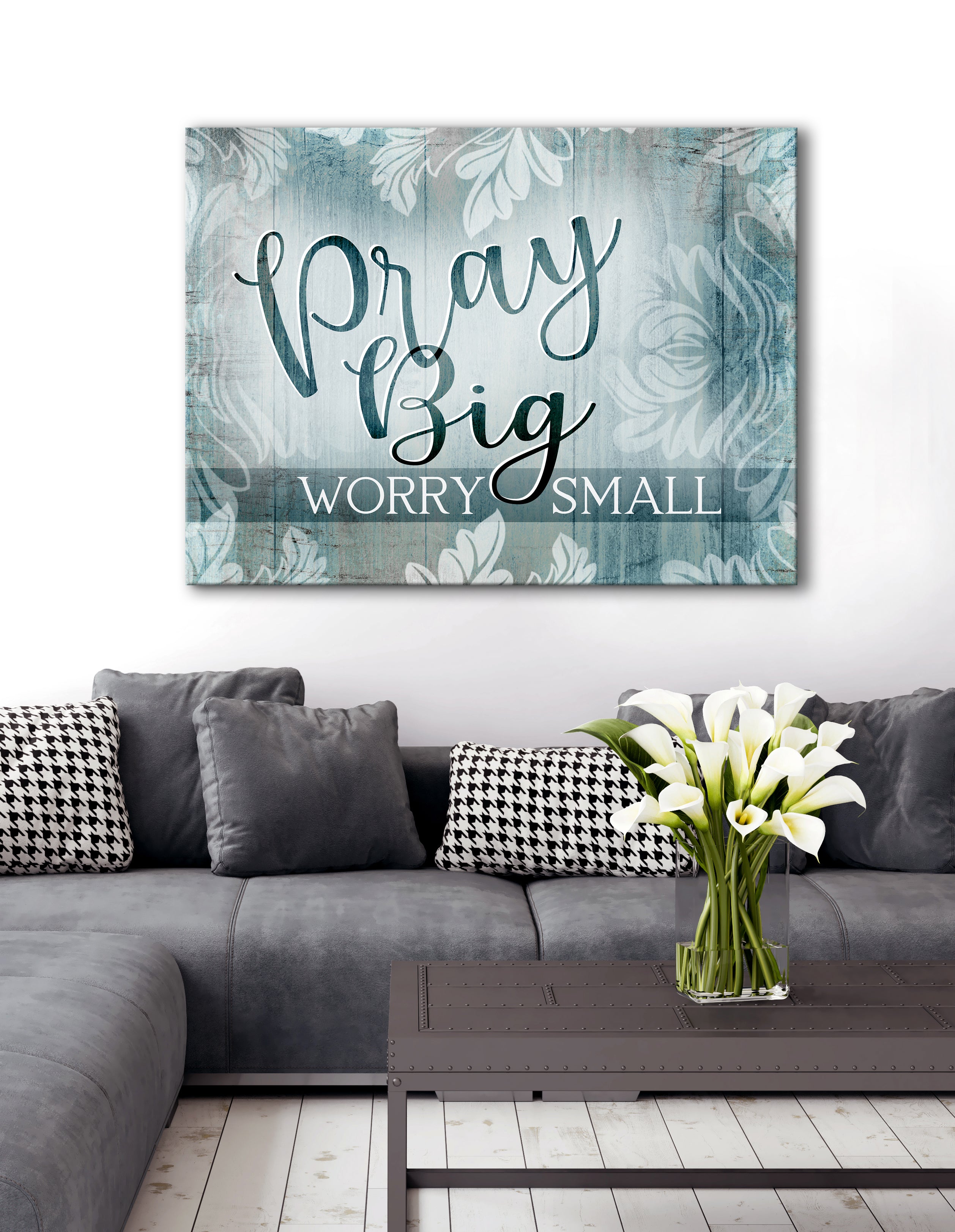 Hot Sale! Christian Wall Art - 'Pray Big Worry Small' with Wood Frame for Easy Hanging