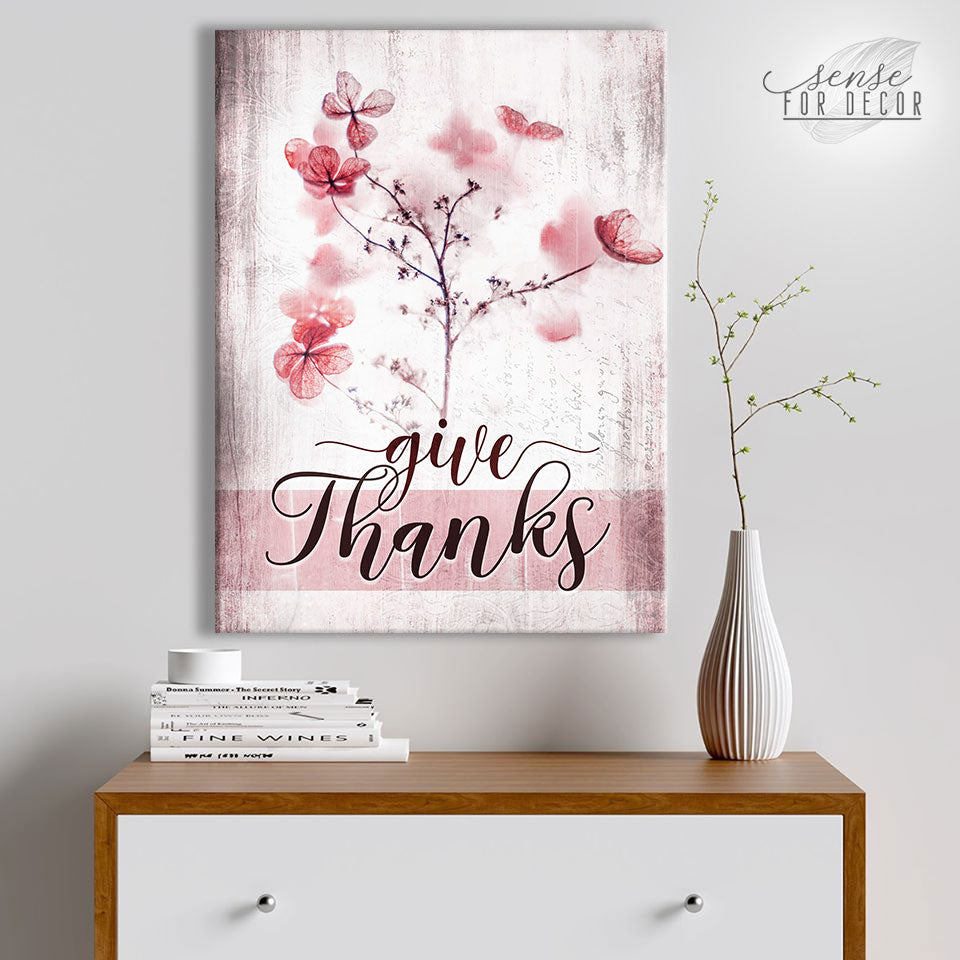 Christian Wall Art: Give Thanks V3 - Wood Frame, Ready to Hang! Buy 2, Save 20%