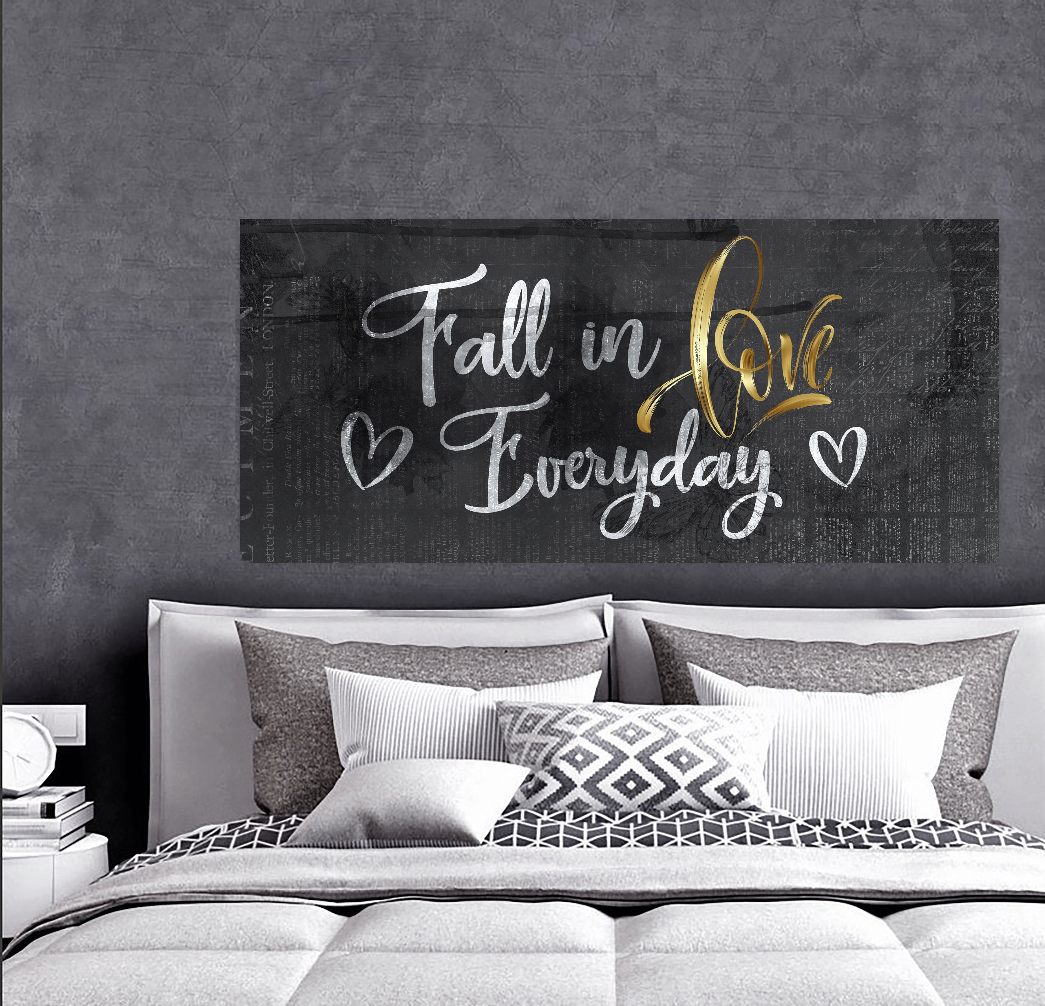 Hot Deal! High - Quality Couples Wall Art with Wood Frame for Easy Hanging - Fall in Love Every Day