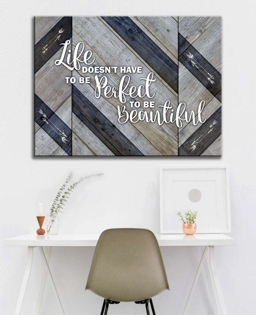 Beautiful Life Wood - Framed Canvas Wall Art for Home, Ready to Hang