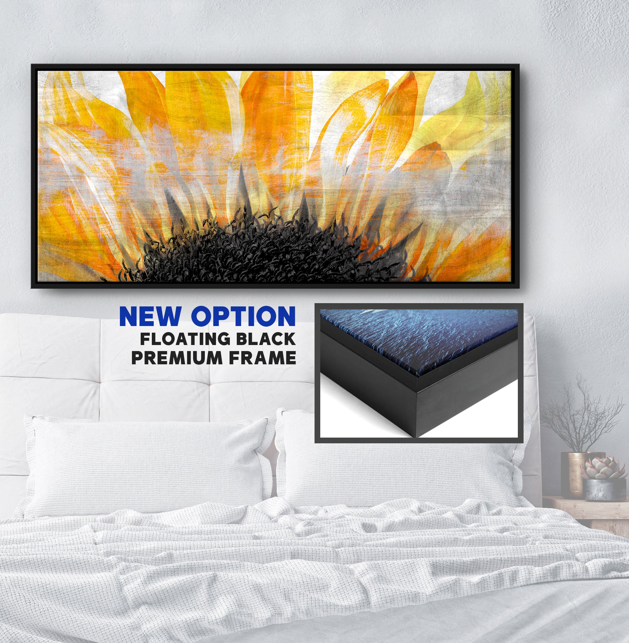 High - Quality Big Sunflower Wall Art with Wood Frame, Ready to Hang