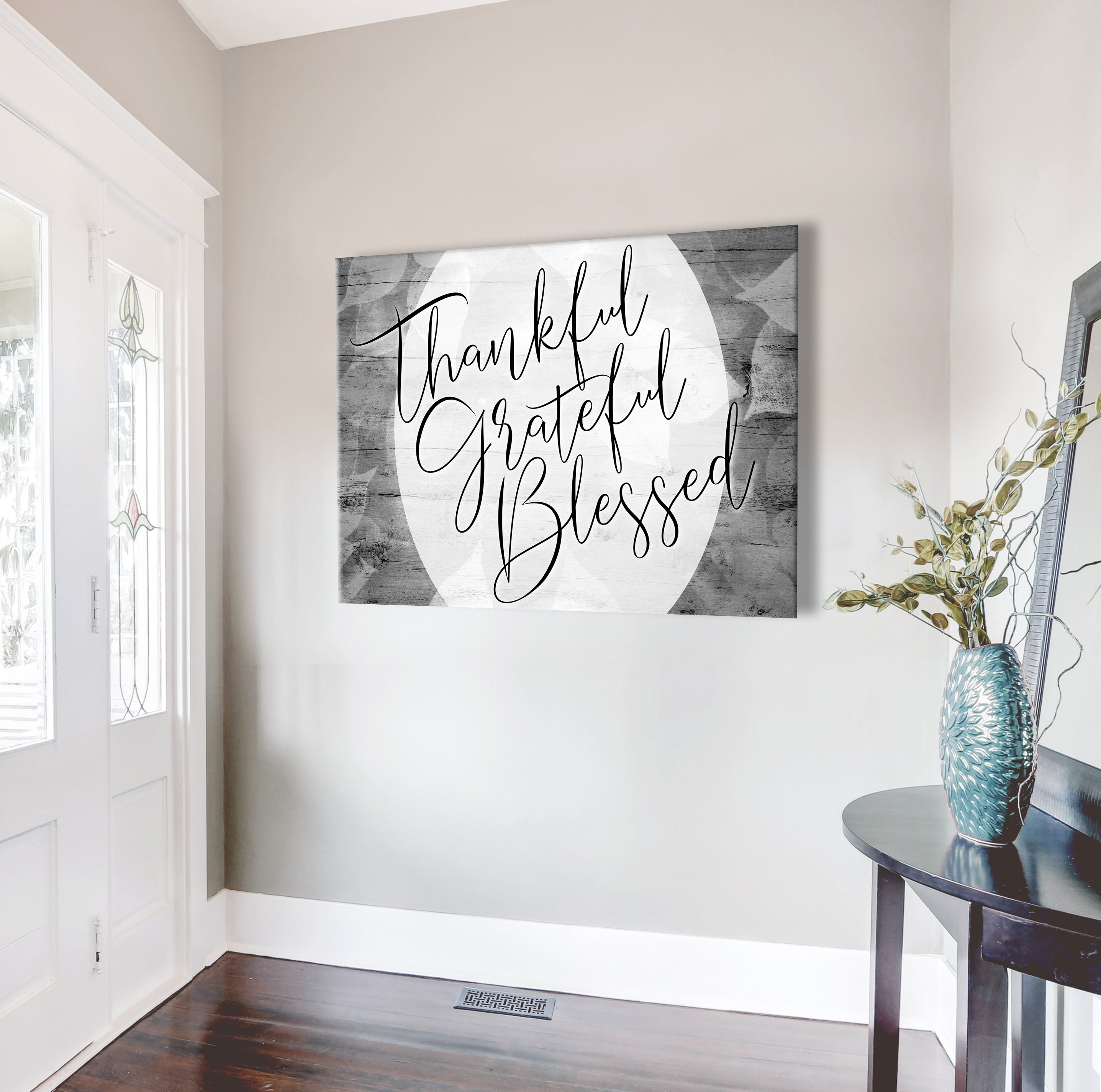 Christian Wall Art: Thankful Grateful Blessed V5 - Wood Frame, Ready To Hang! Buy 2 Save 20%