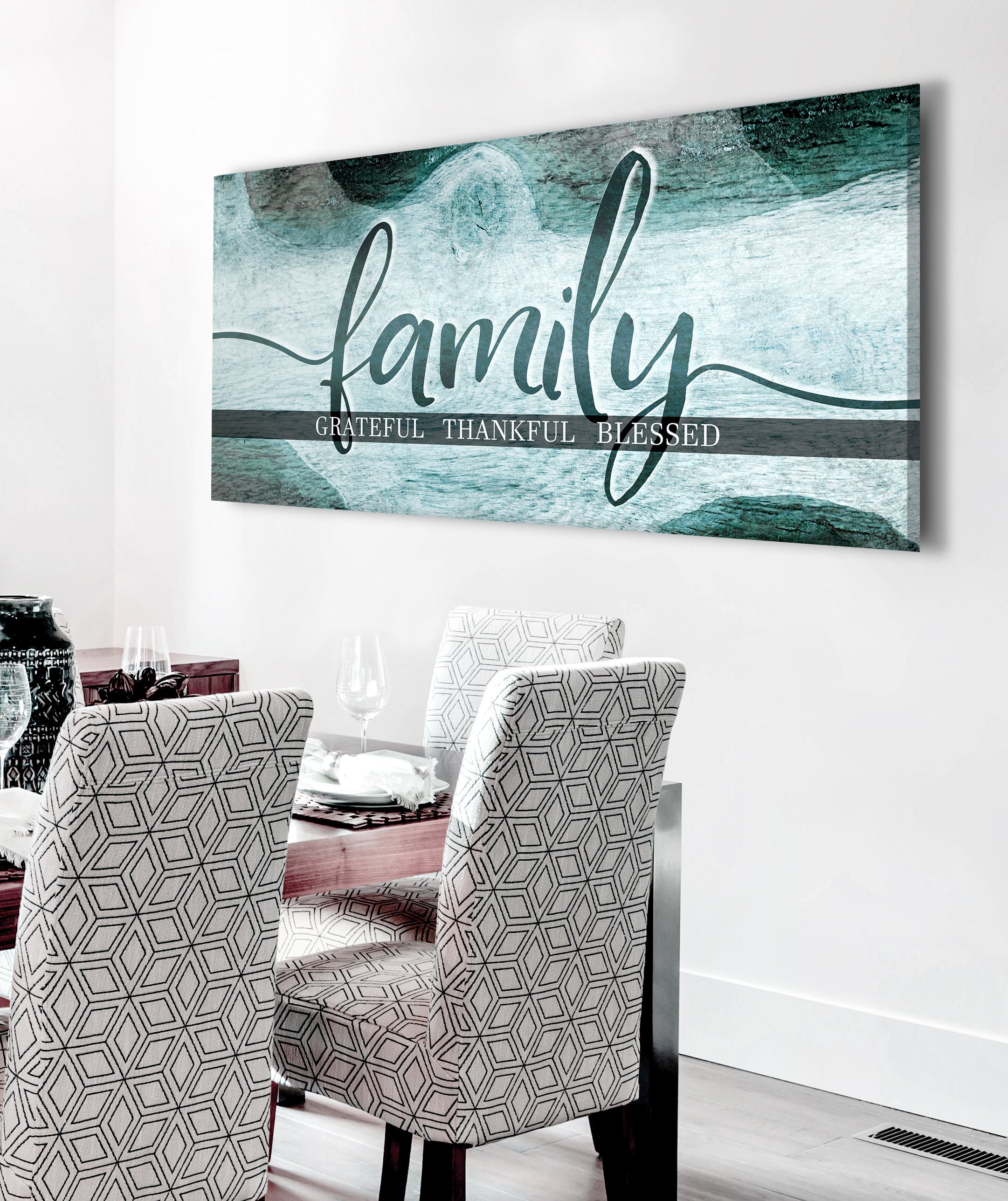 Exclusive Family Wall Art: 'Grateful, Thankful, Blessed' V3 with Wood Frame, Ready to Hang - Buy 2 Save 20%