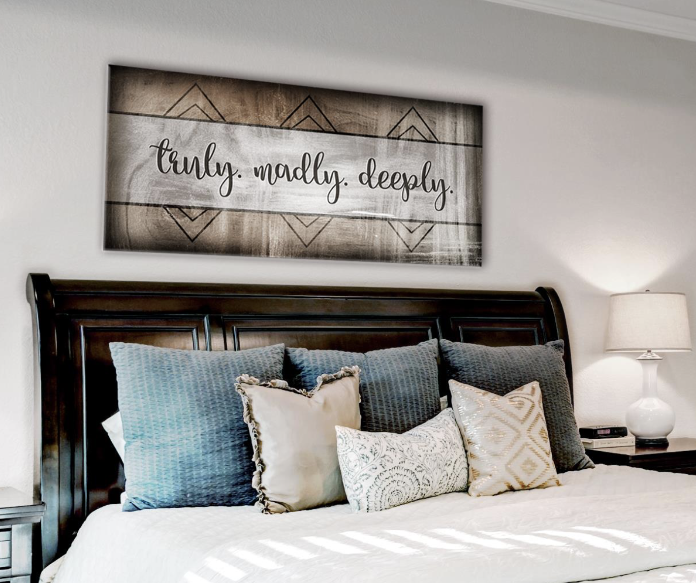 Hot Deal! Bedroom Wall Art - Truly, Madly, Deeply Love Canvas in 2 Sizes with Wood Frame (Ready to Hang)