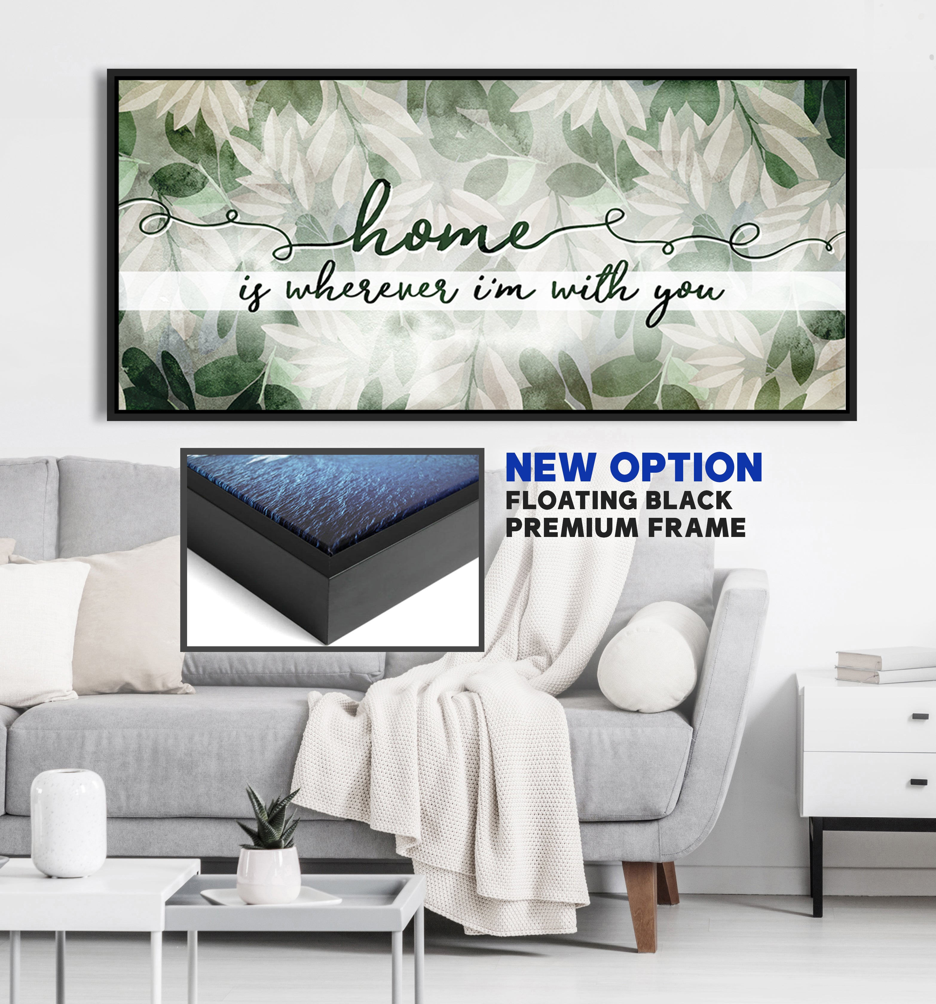 Exclusive! Home Wall Art - 'Home is Wherever I'm With You' V2, Wood Frame, Ready to Hang